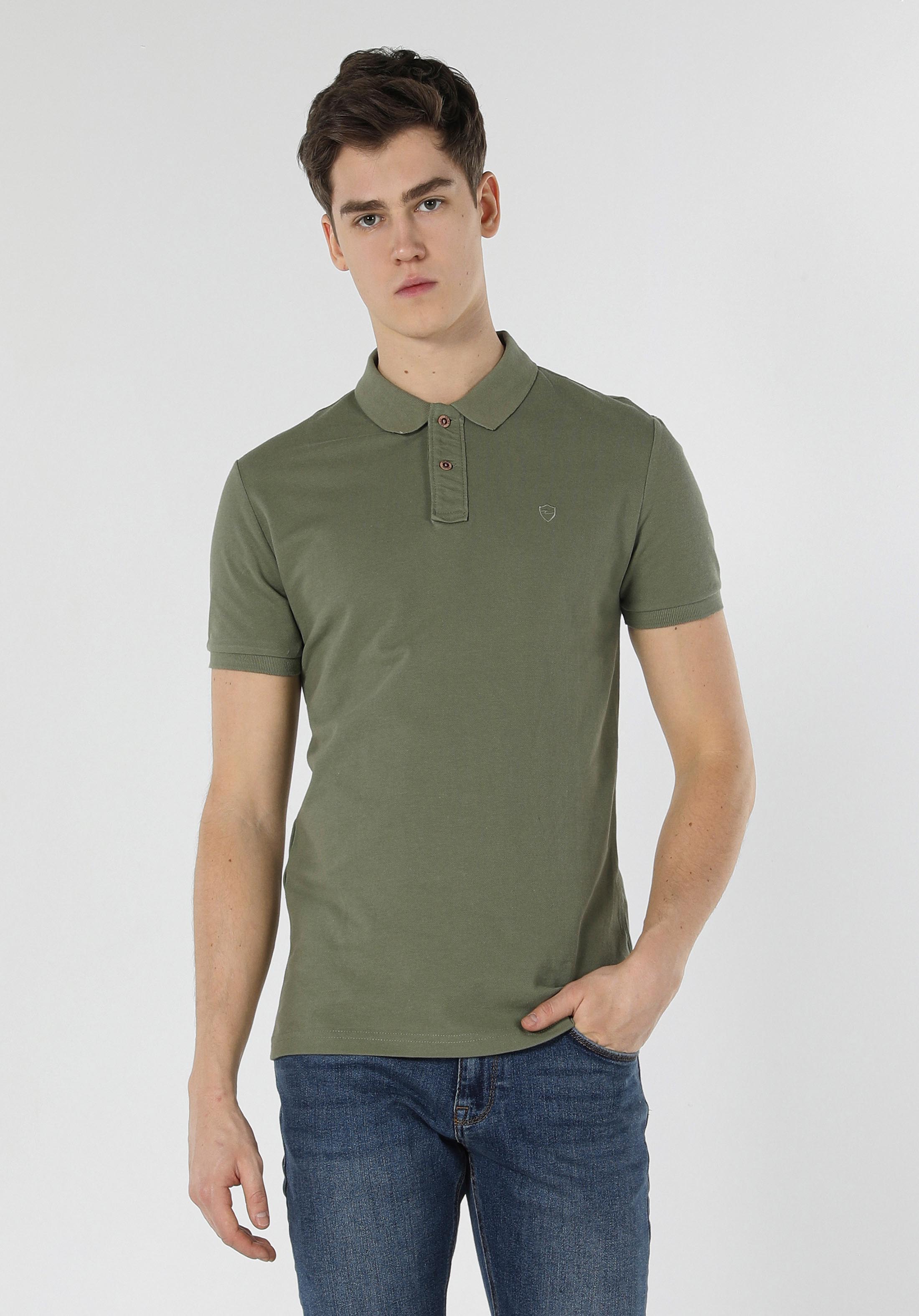 Afișați detalii pentru Tricou Polo Cu Maneca Scurta De Barbati Verde Slim Fit  Cltktmpts0244260