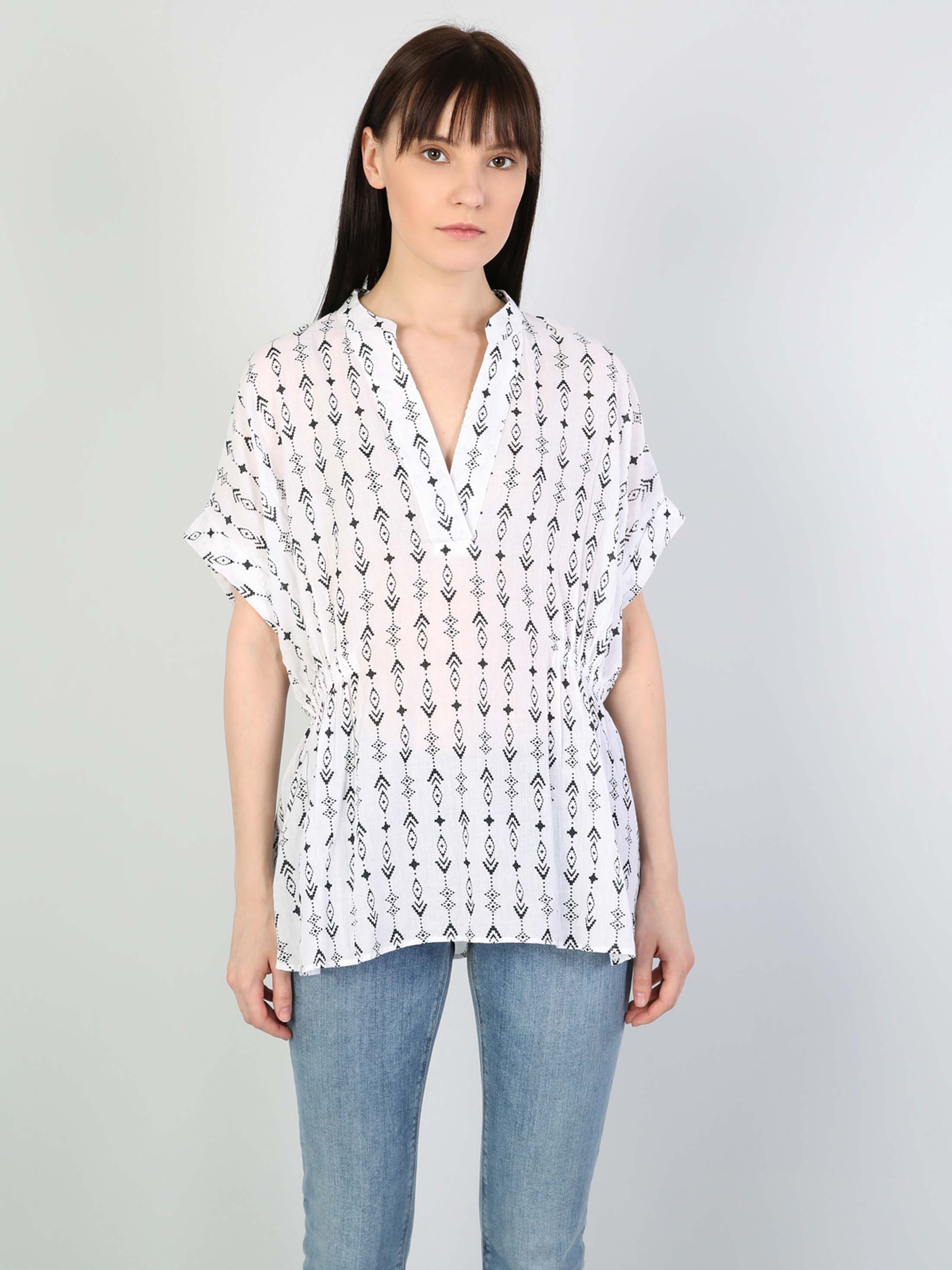 Afișați detalii pentru Camasa Cu Maneca Scurta De Dama Alb Blouse  Cl1042957