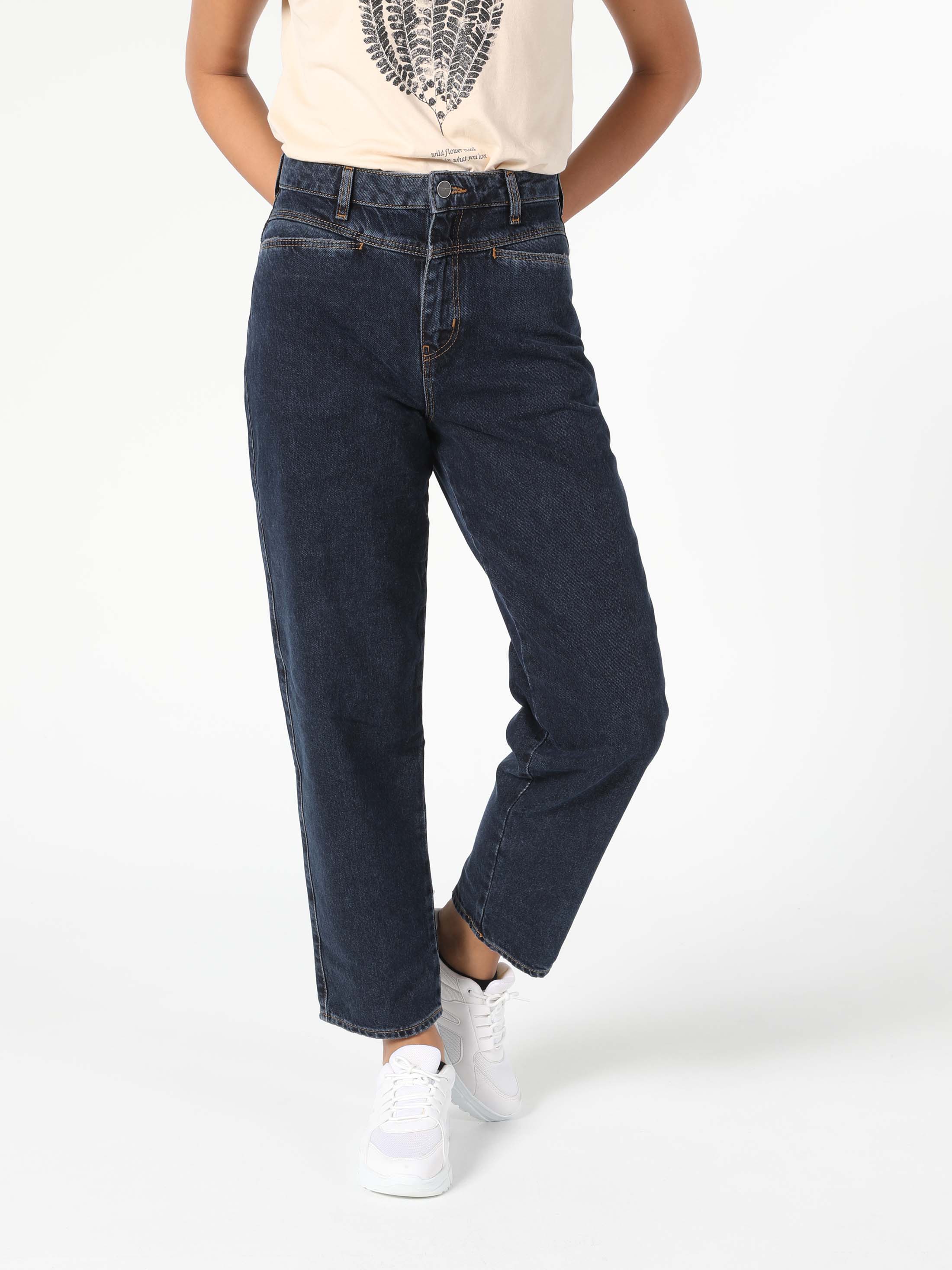 Afișați detalii pentru Pantaloni De Dama Denim High Boy Fit  Cl1056341