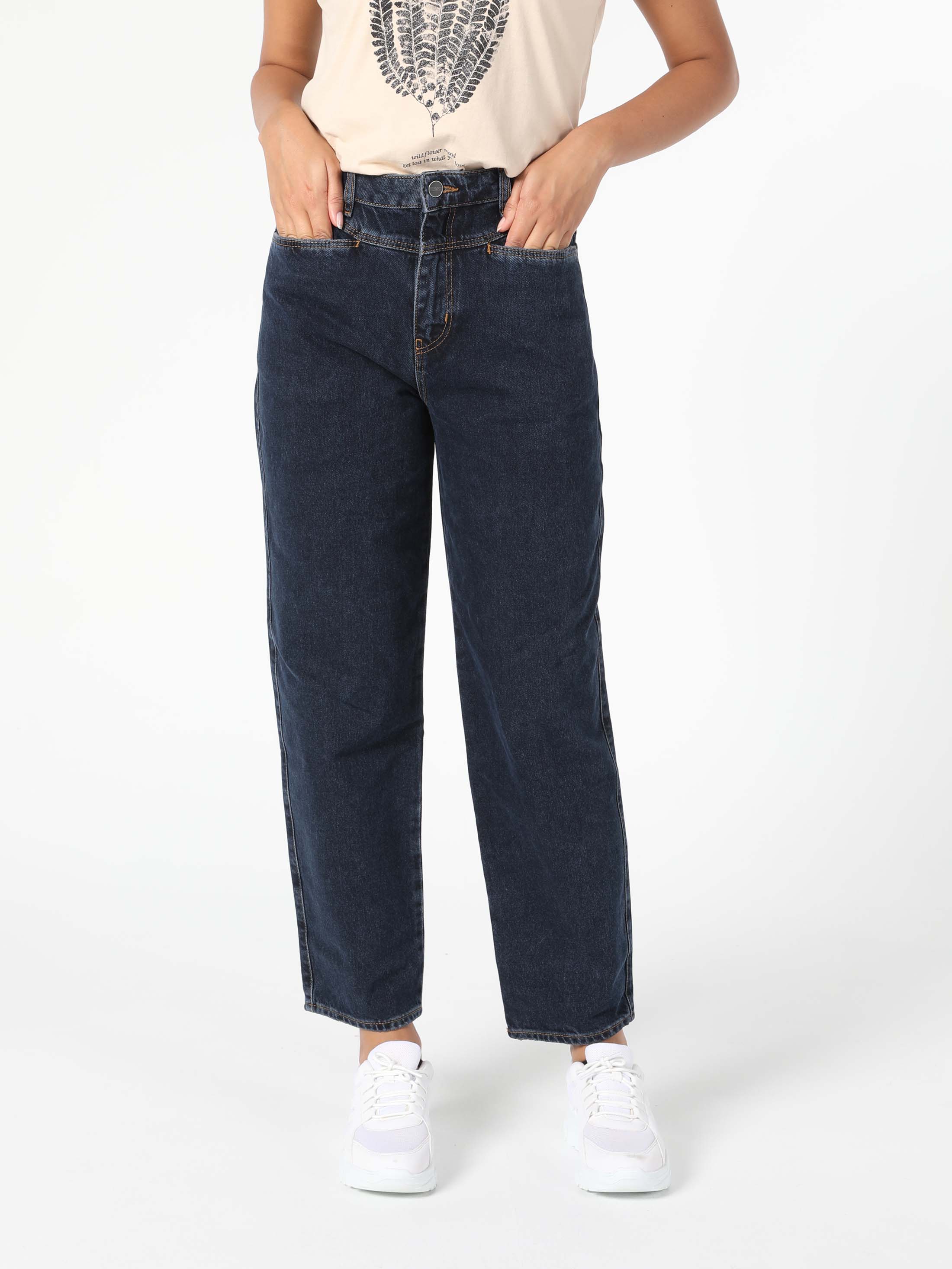 Afișați detalii pentru Pantaloni De Dama Denim High Boy Fit  Cl1056341