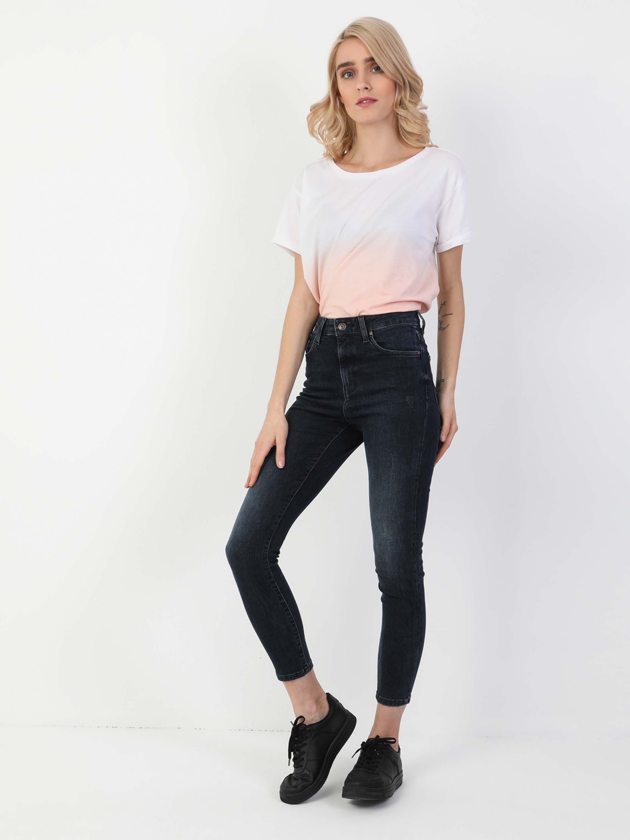 Afișați detalii pentru Pantaloni De Dama Albastru Inchis Super Slim Fit 760 Diana Cl1048922