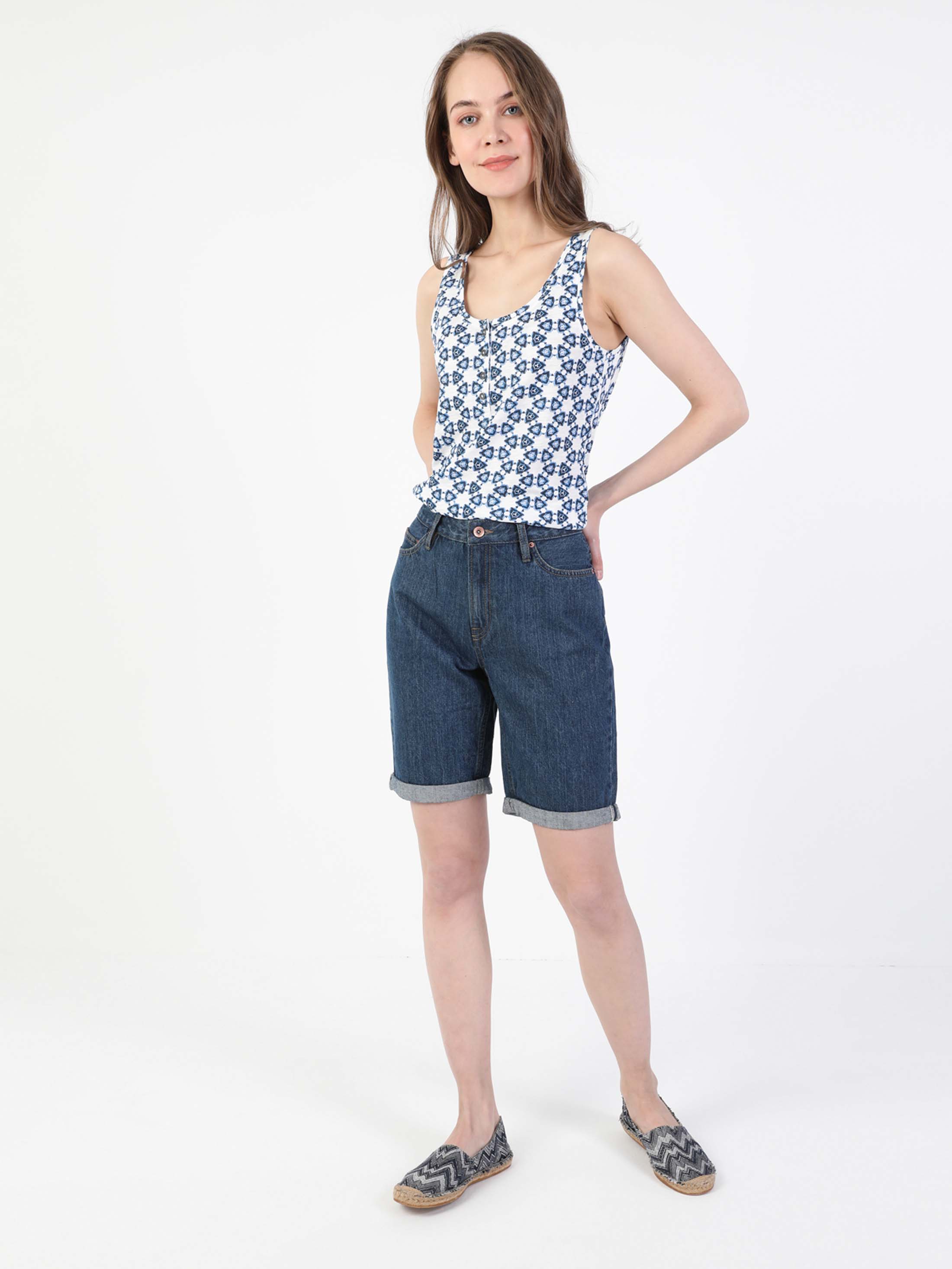 Afișați detalii pentru Short / Pantaloni Scurti De Dama Albastru Regular Fit  Cl1049708