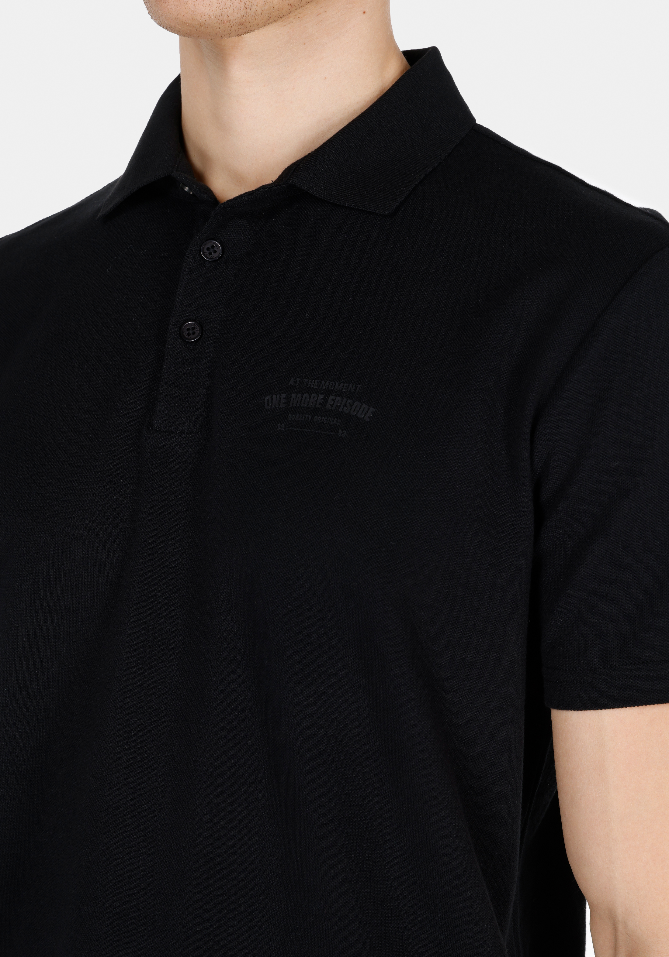 Afișați detalii pentru Tricou Polo Cu Maneca Scurta De Barbati Negru Regular Fit  Cl1072842