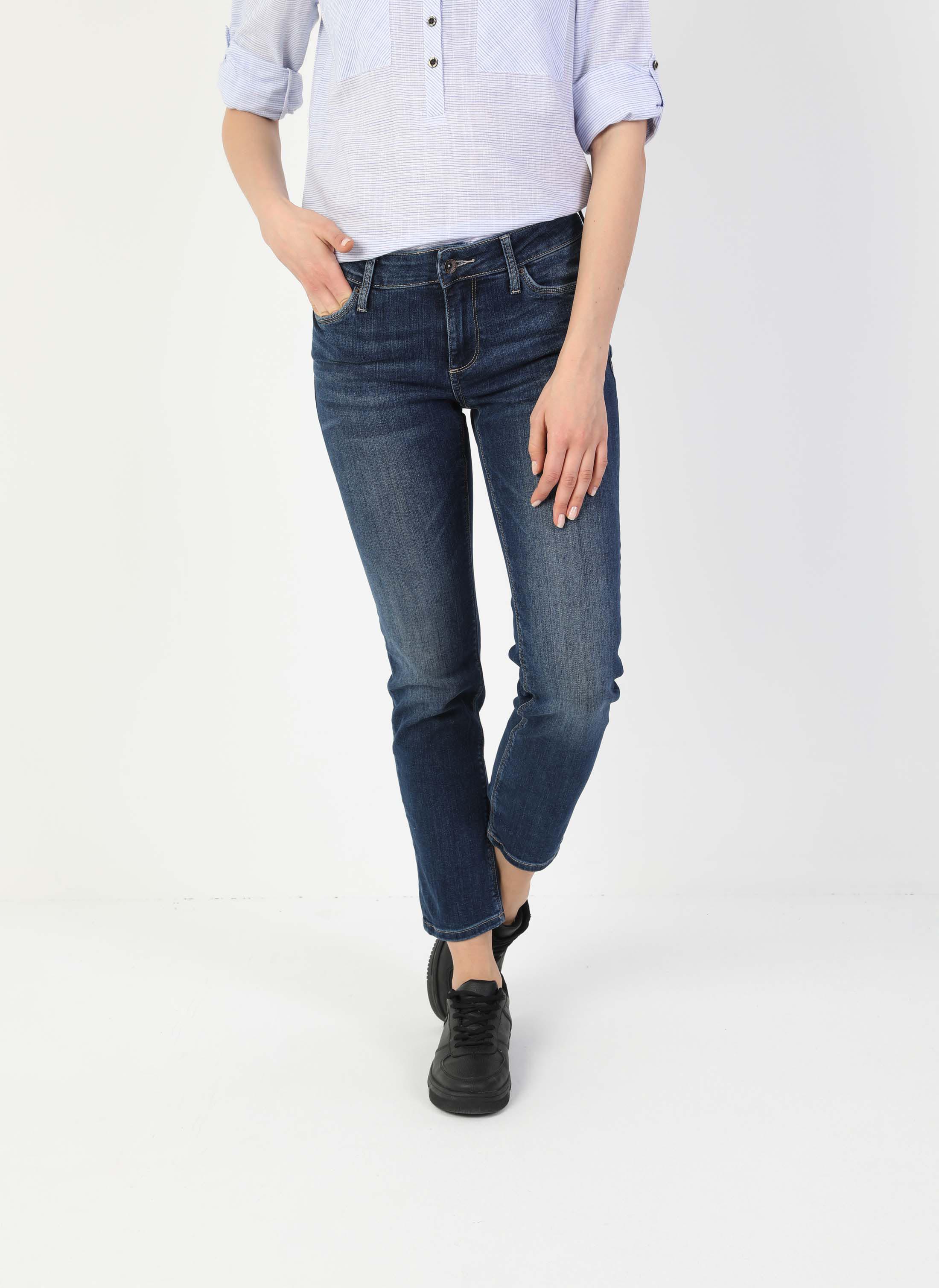 Afișați detalii pentru Pantaloni De Dama Albastru Slim Fit 703 Carla Cl1046187