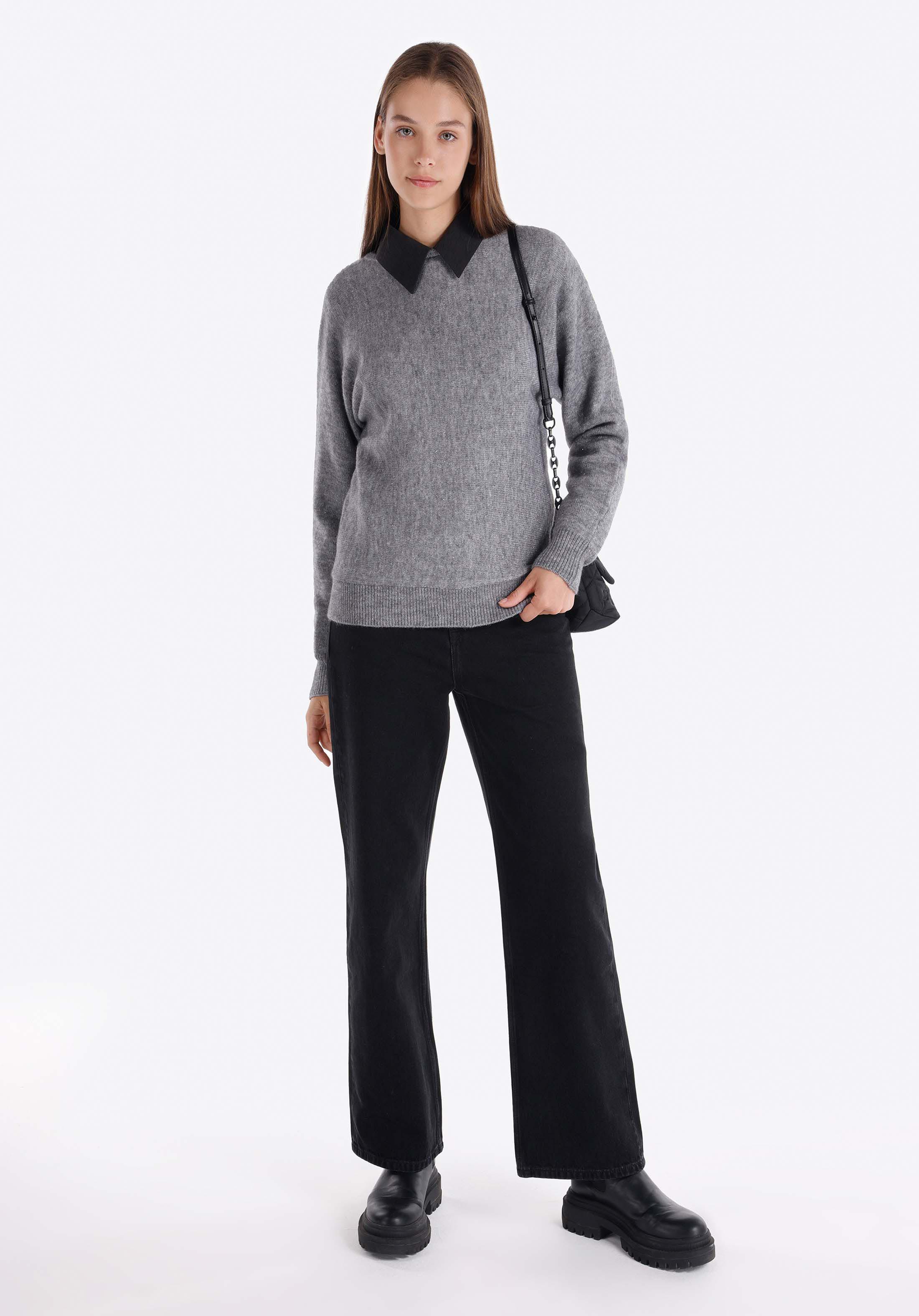 Afișați detalii pentru Pulover De Dama Gri Regular Fit  Cl1066256