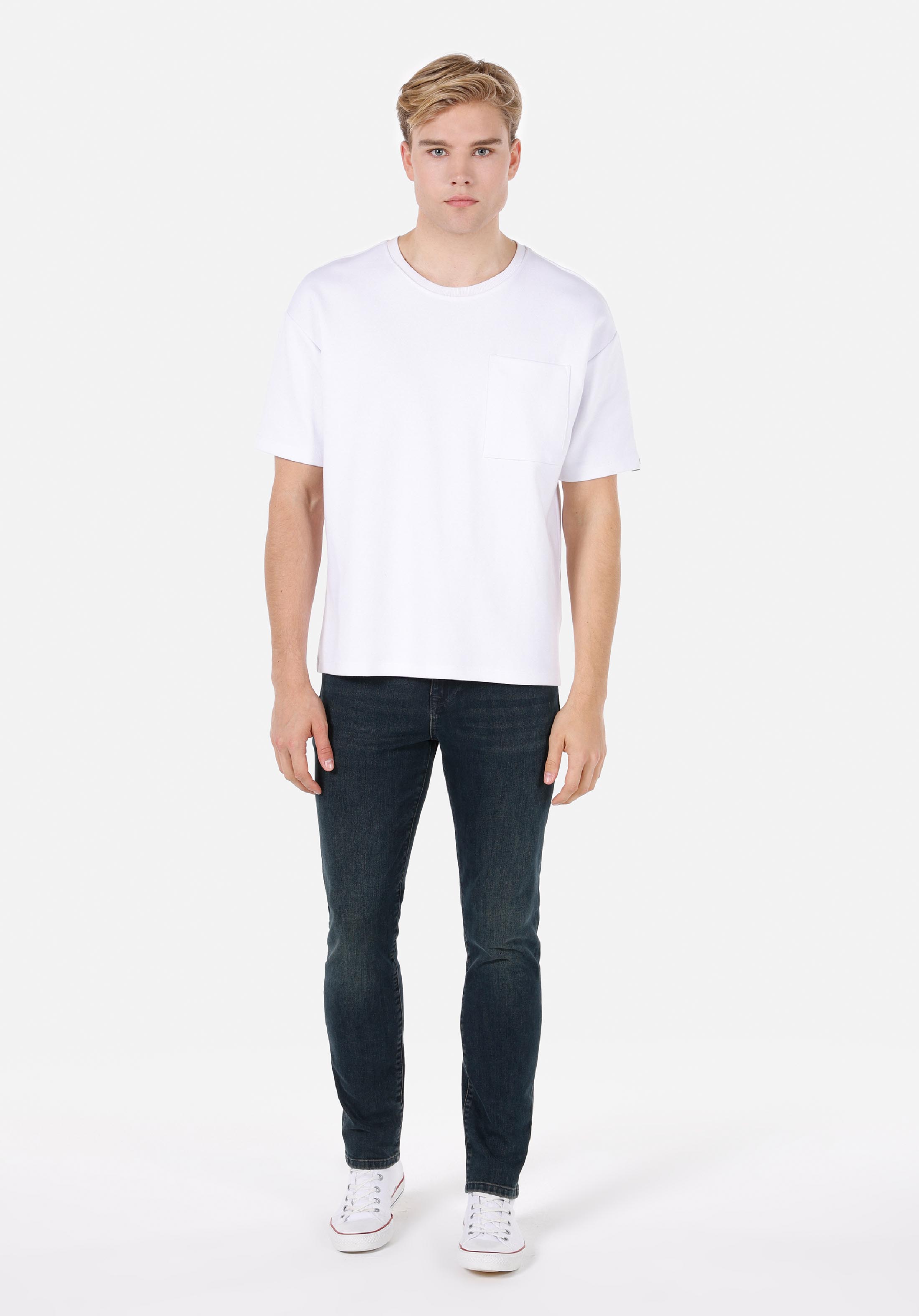 Afișați detalii pentru Pantaloni De Barbati Albastru Skinny Fit  Cl1072194