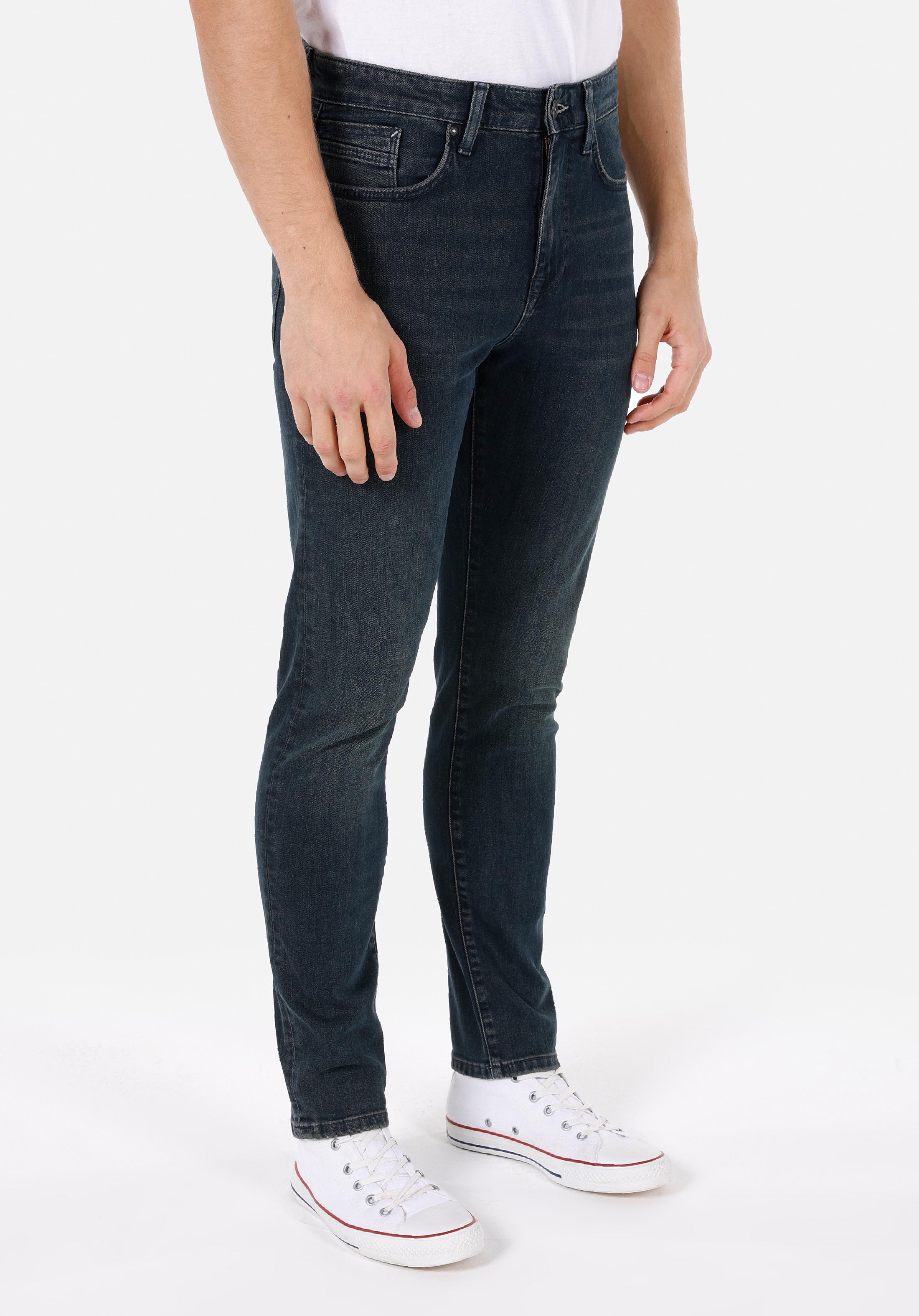 Afișați detalii pentru Pantaloni De Barbati Albastru Skinny Fit  Cl1072194