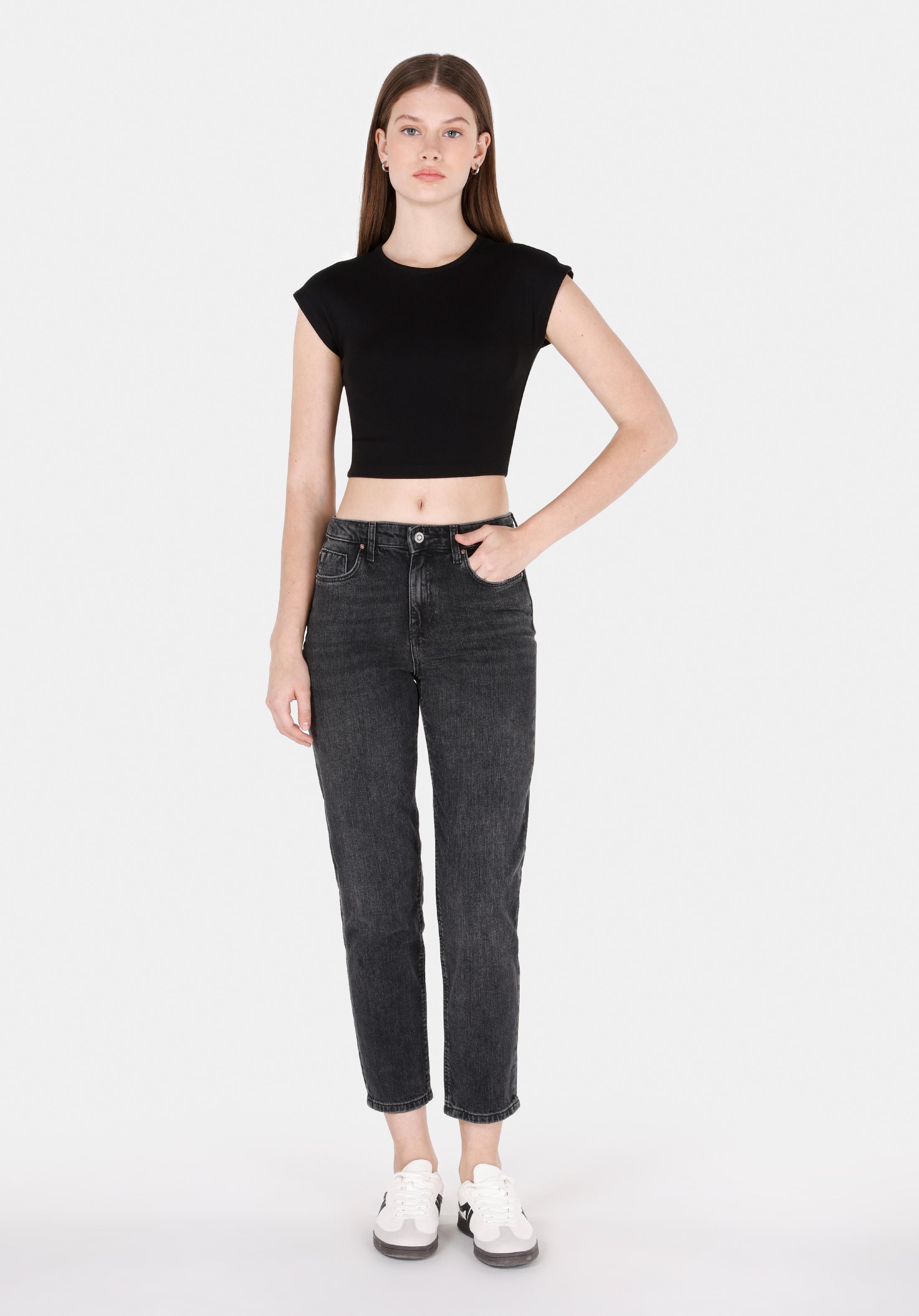 Afișați detalii pentru Pantaloni De Dama Negru Mom Fit 896  Maria Cl1072261