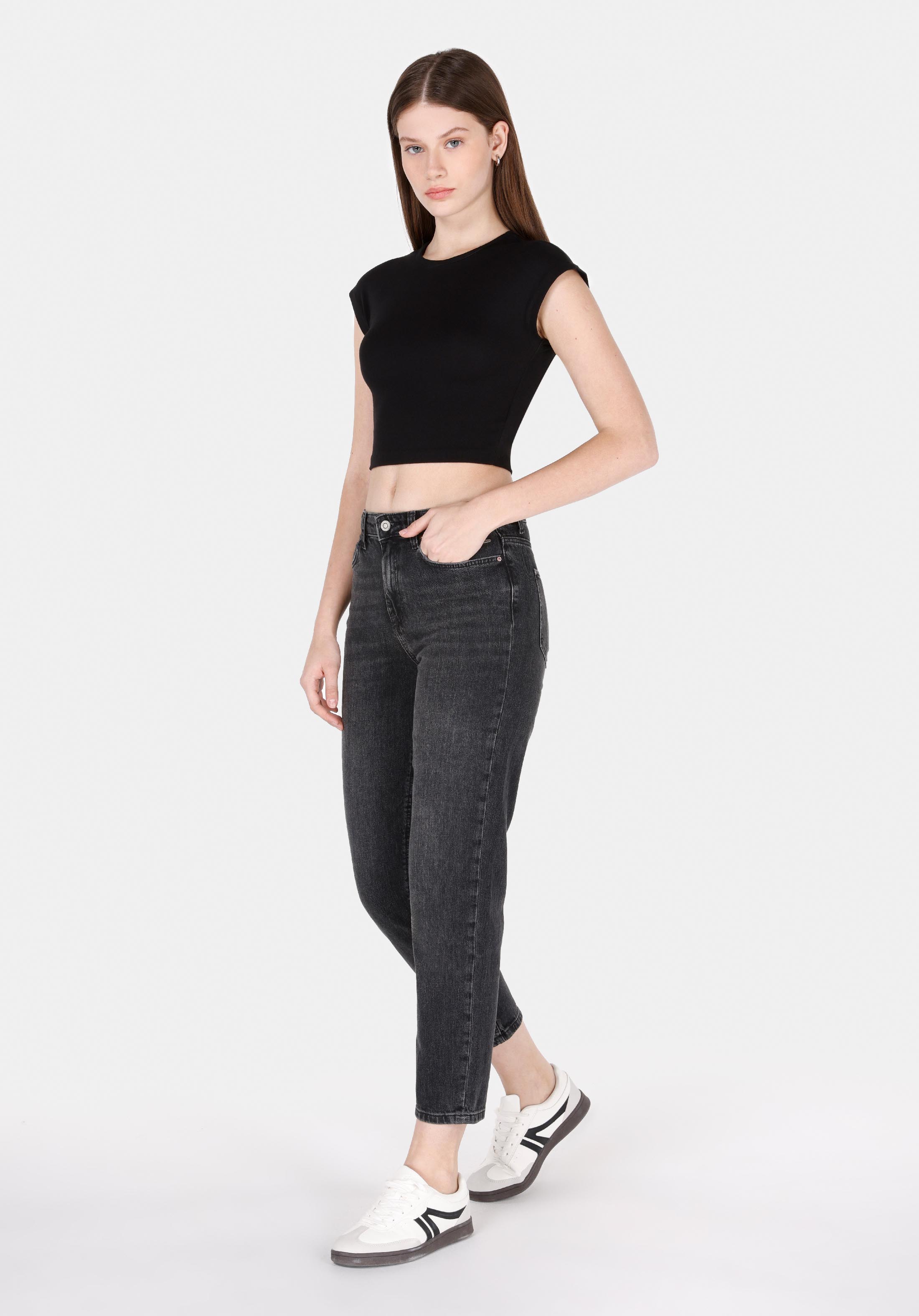 Afișați detalii pentru Pantaloni De Dama Negru Mom Fit 896  Maria Cl1072261