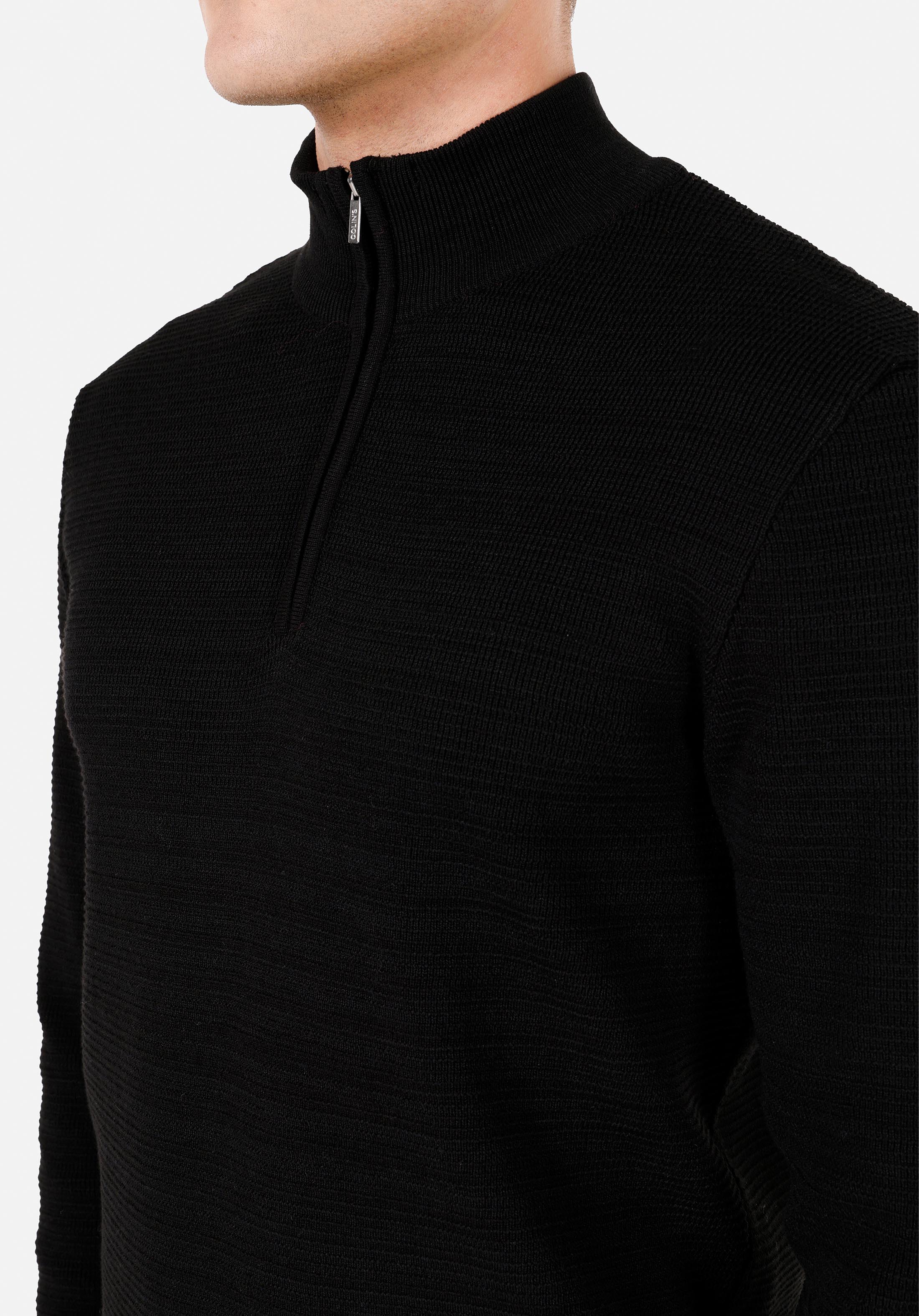 Afișați detalii pentru Pulover Negru Pentru Bărbați Regular Fit Turtle Neck Drept