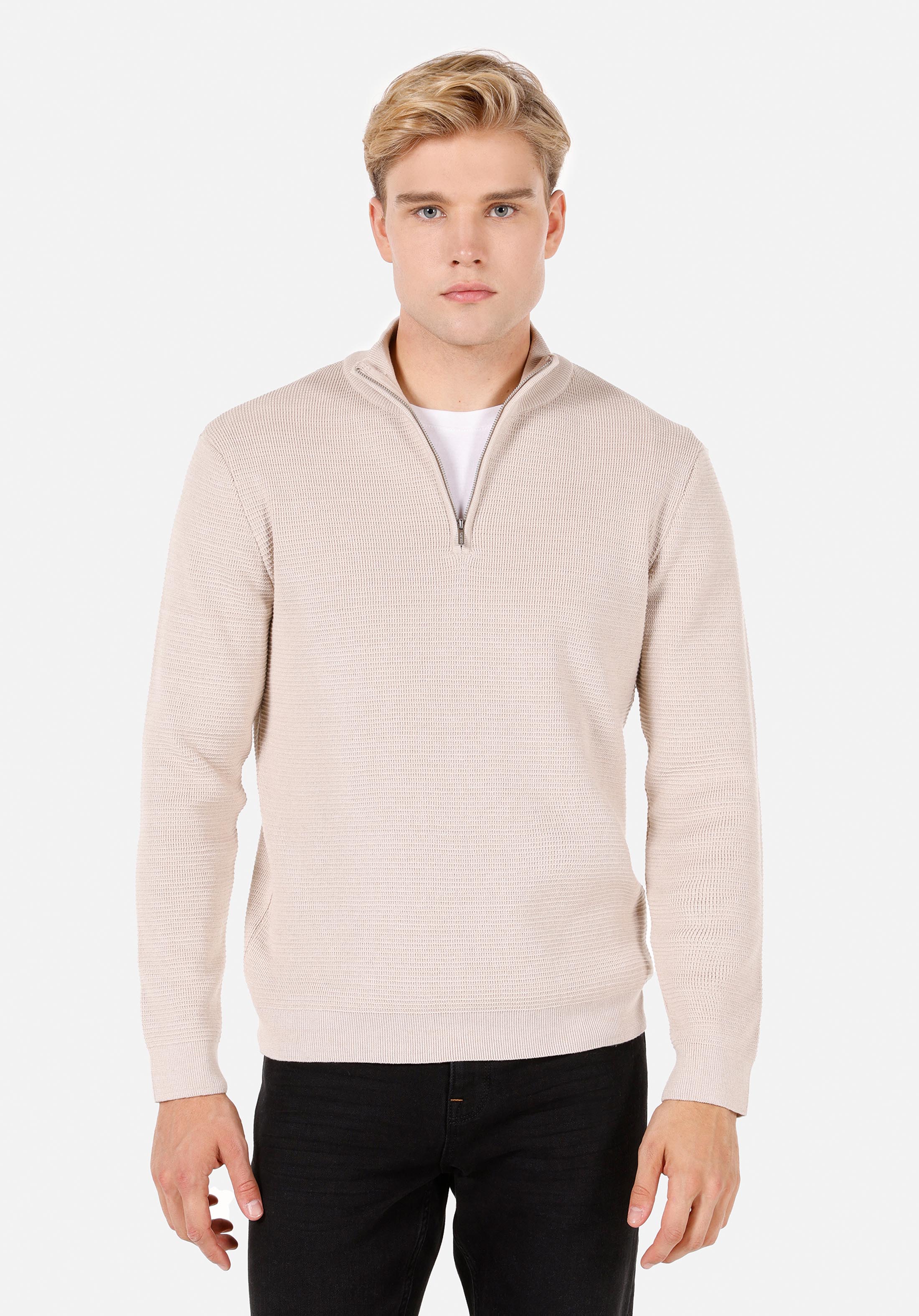 Afișați detalii pentru Pulover Ecru Pentru Bărbați Regular Fit Turtle Neck