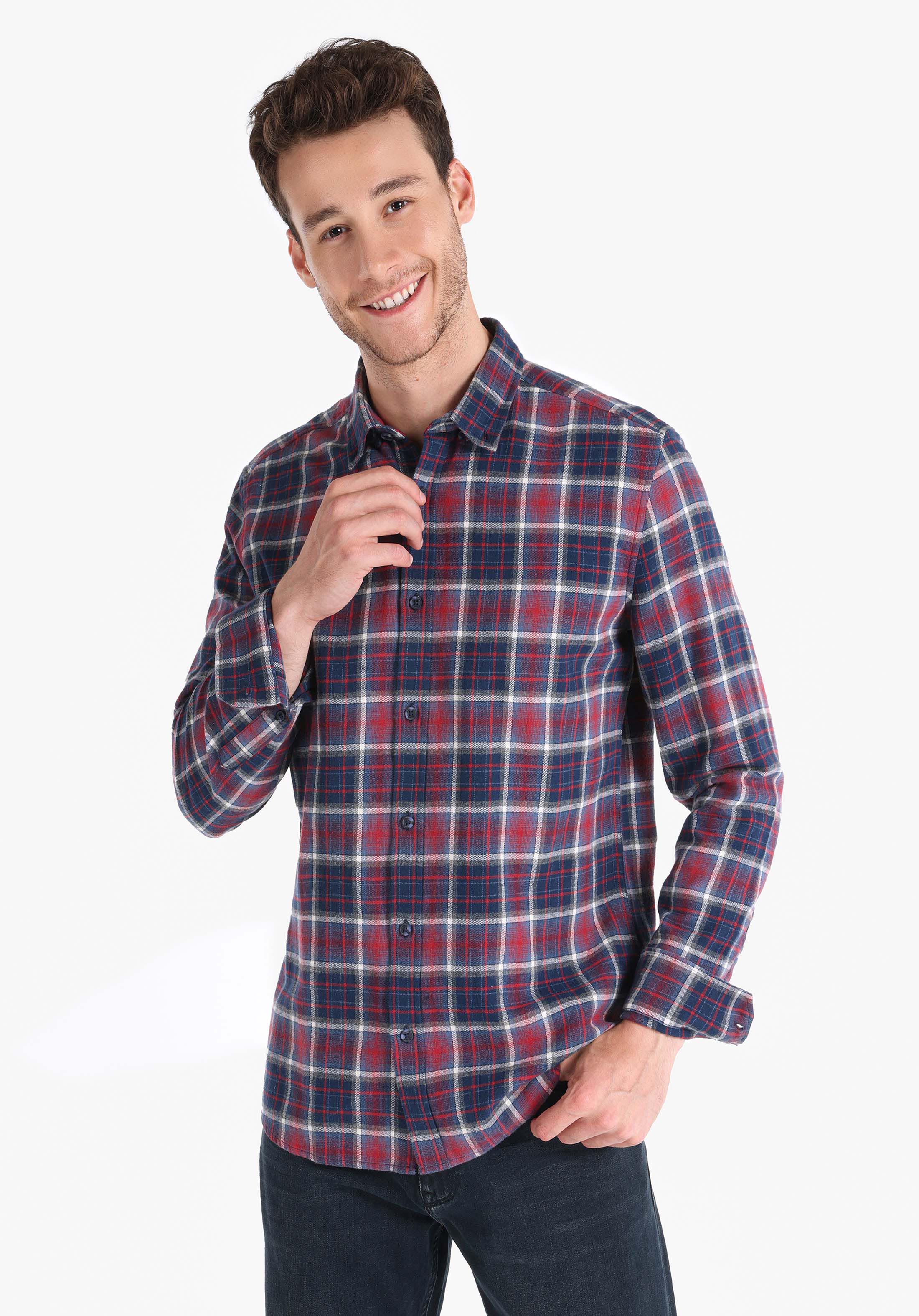 Afișați detalii pentru Camasa Cu Maneca Lunga De Barbati Albastru Marin Slim Fit  Cl1066328