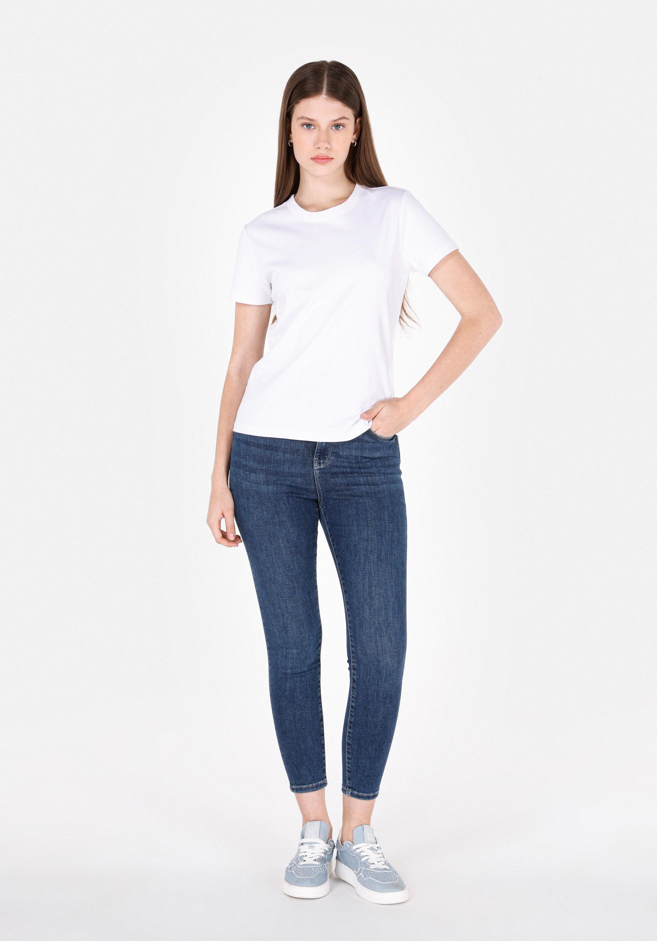 Afișați detalii pentru Pantaloni De Dama Albastru Skinny Fit 760 Diana Cl1072452