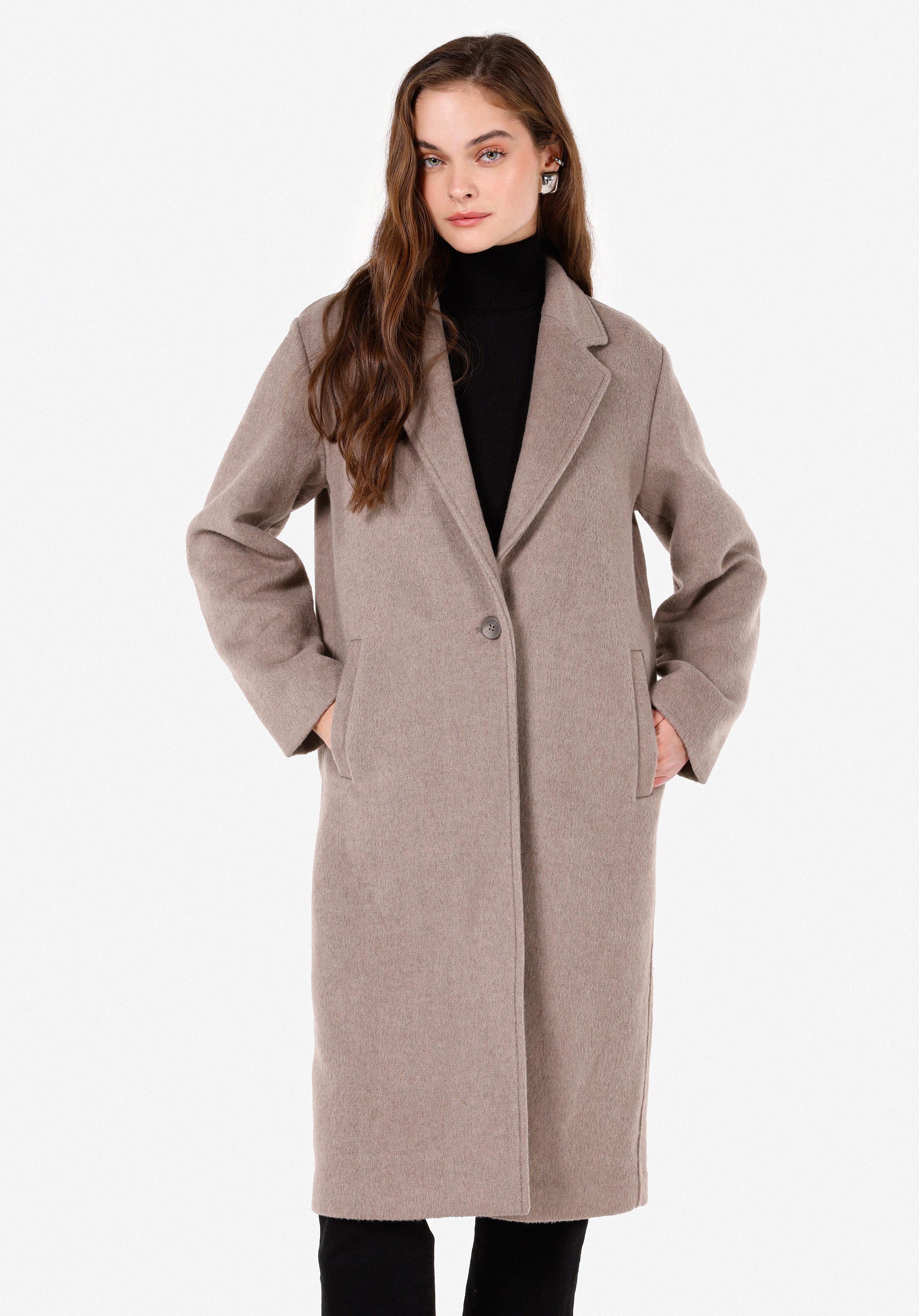 Afișați detalii pentru Palton Regular Fit Degaje Pentru Femei