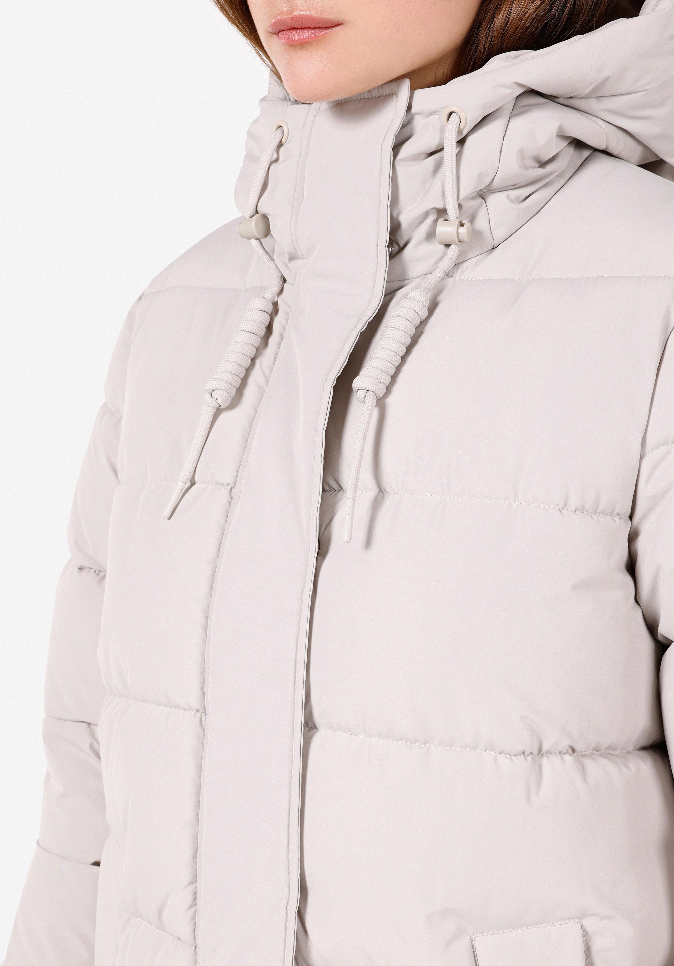 Afișați detalii pentru Regular Fit Glugă Snap Căptușit Impermeabil Haină Bej Pentru Femei