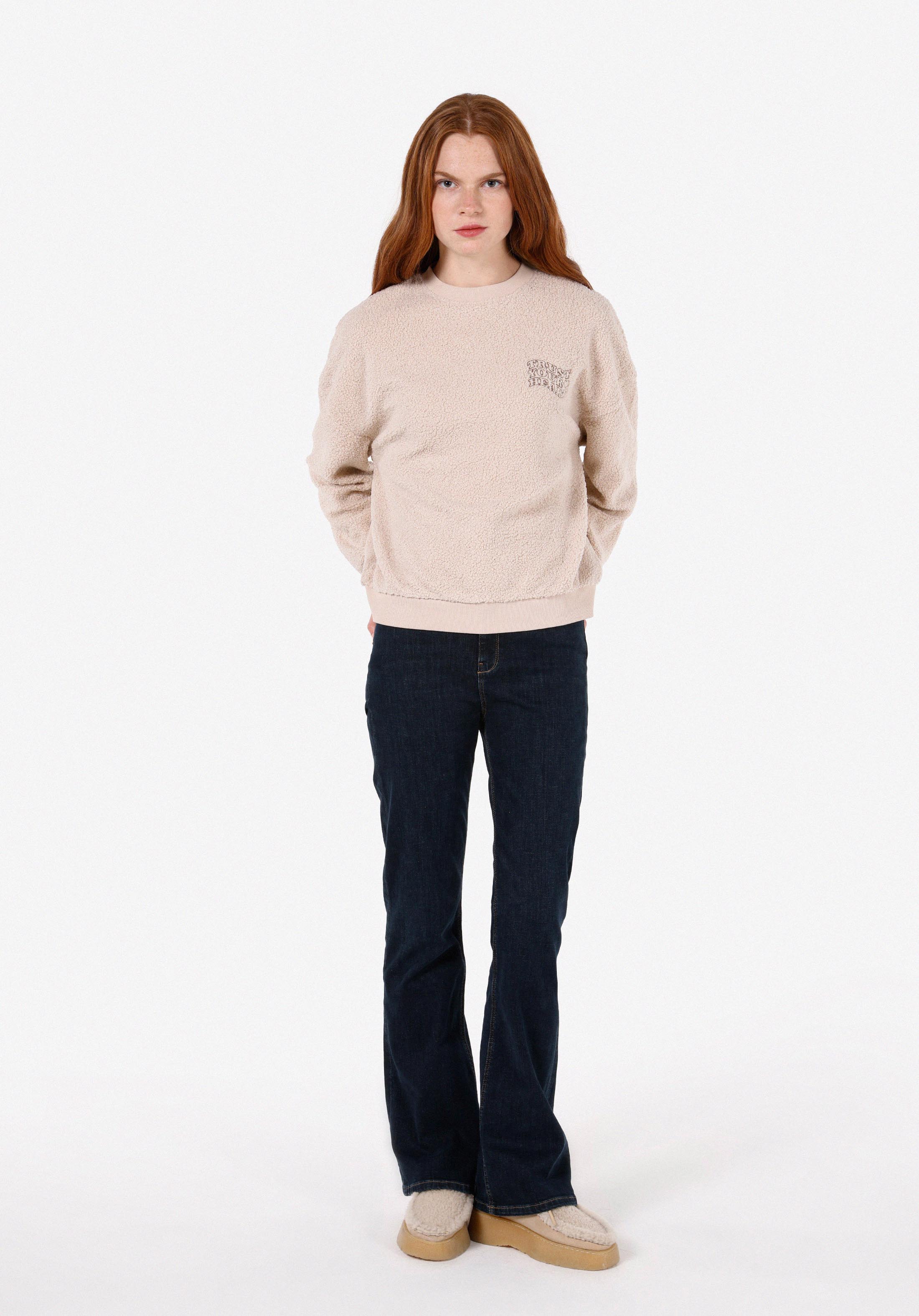 Afișați detalii pentru Regular Fit Round Neck Hanorac Bej Pentru Femei