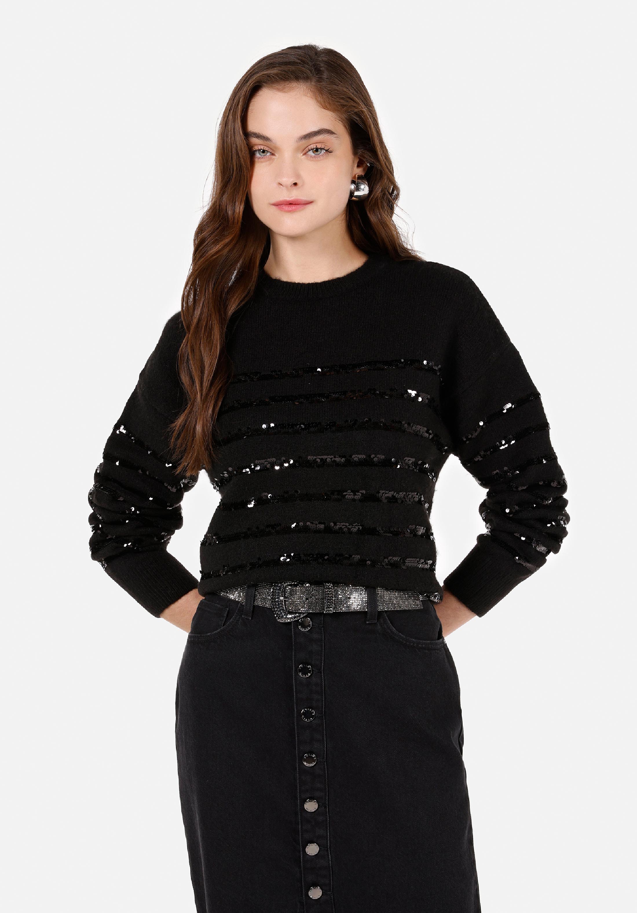 Afișați detalii pentru Pulover De Dama Negru Regular Fit  Cl1071142