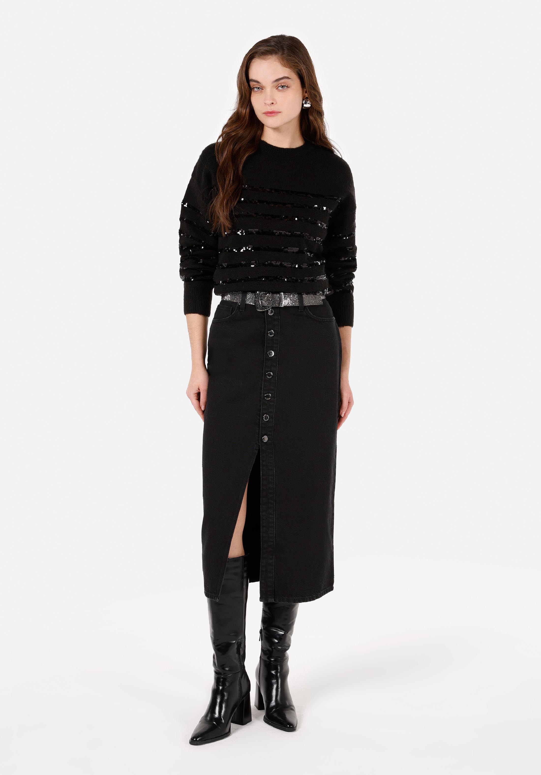 Afișați detalii pentru Pulover De Dama Negru Regular Fit  Cl1071142