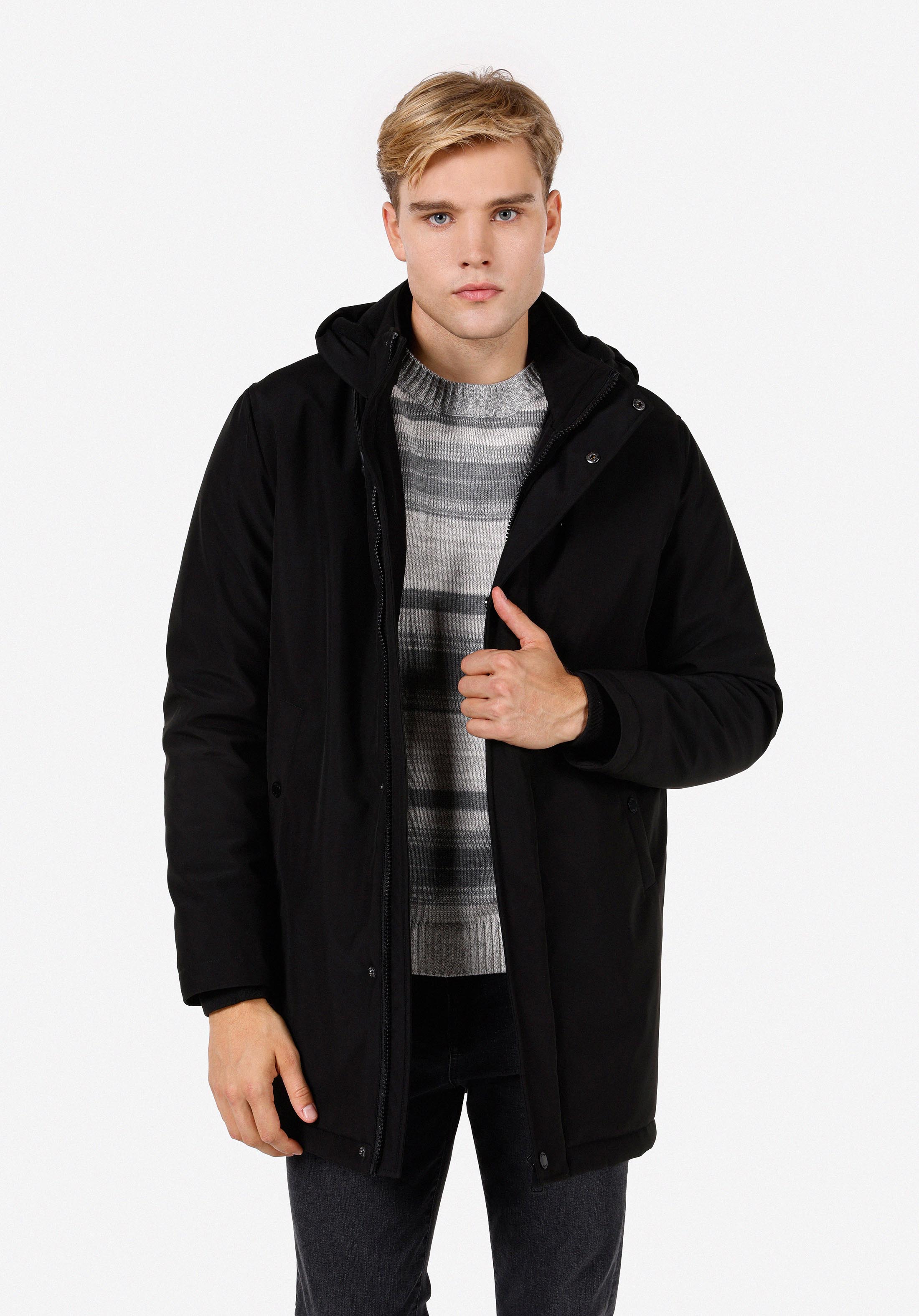 Afișați detalii pentru Palton De Barbati Negru Regular Fit  Cl1070644