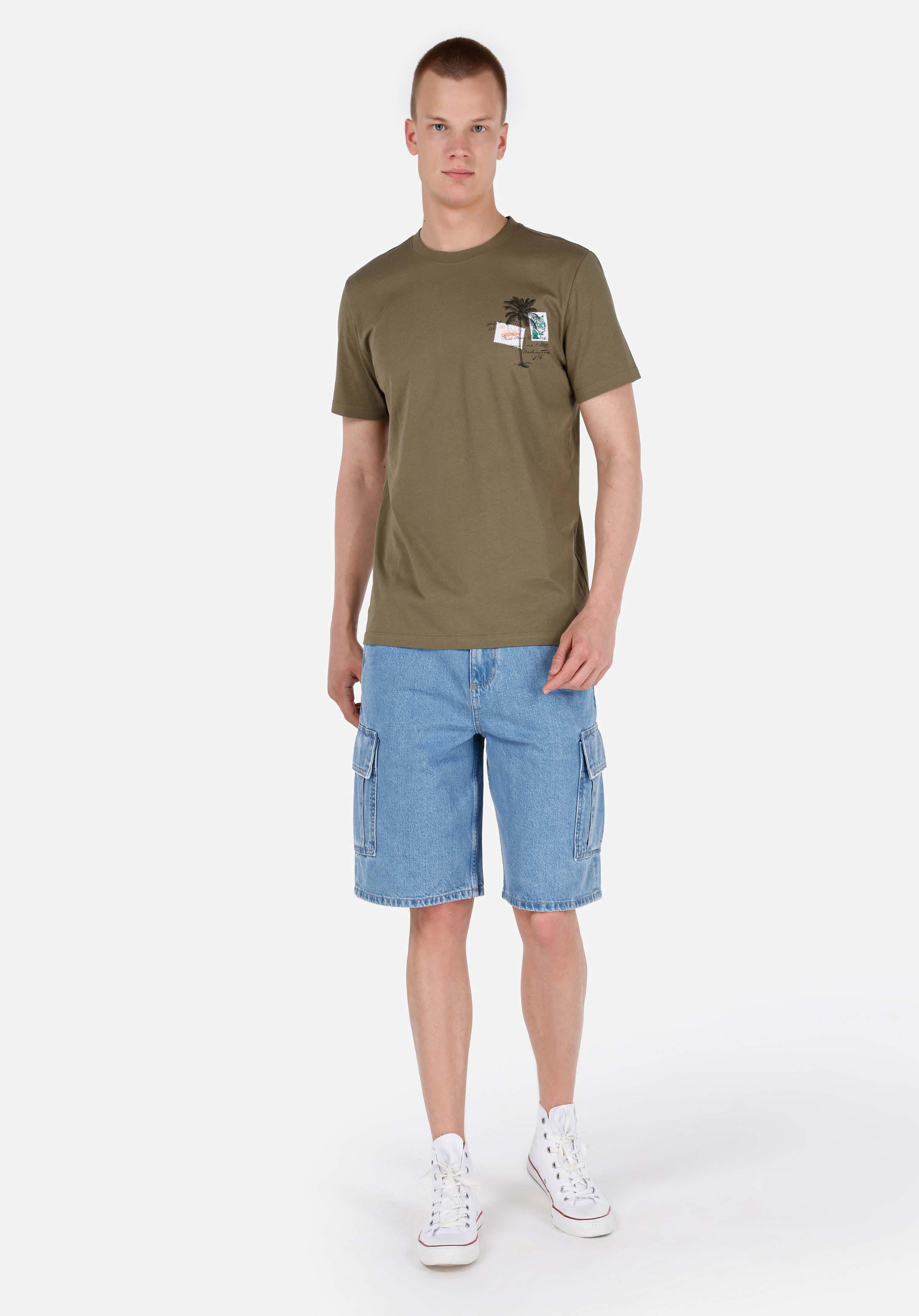 Afișați detalii pentru Regular Fit Round Neck Drept Bărbați Verde Tricou Cu Mânecă Scurtă