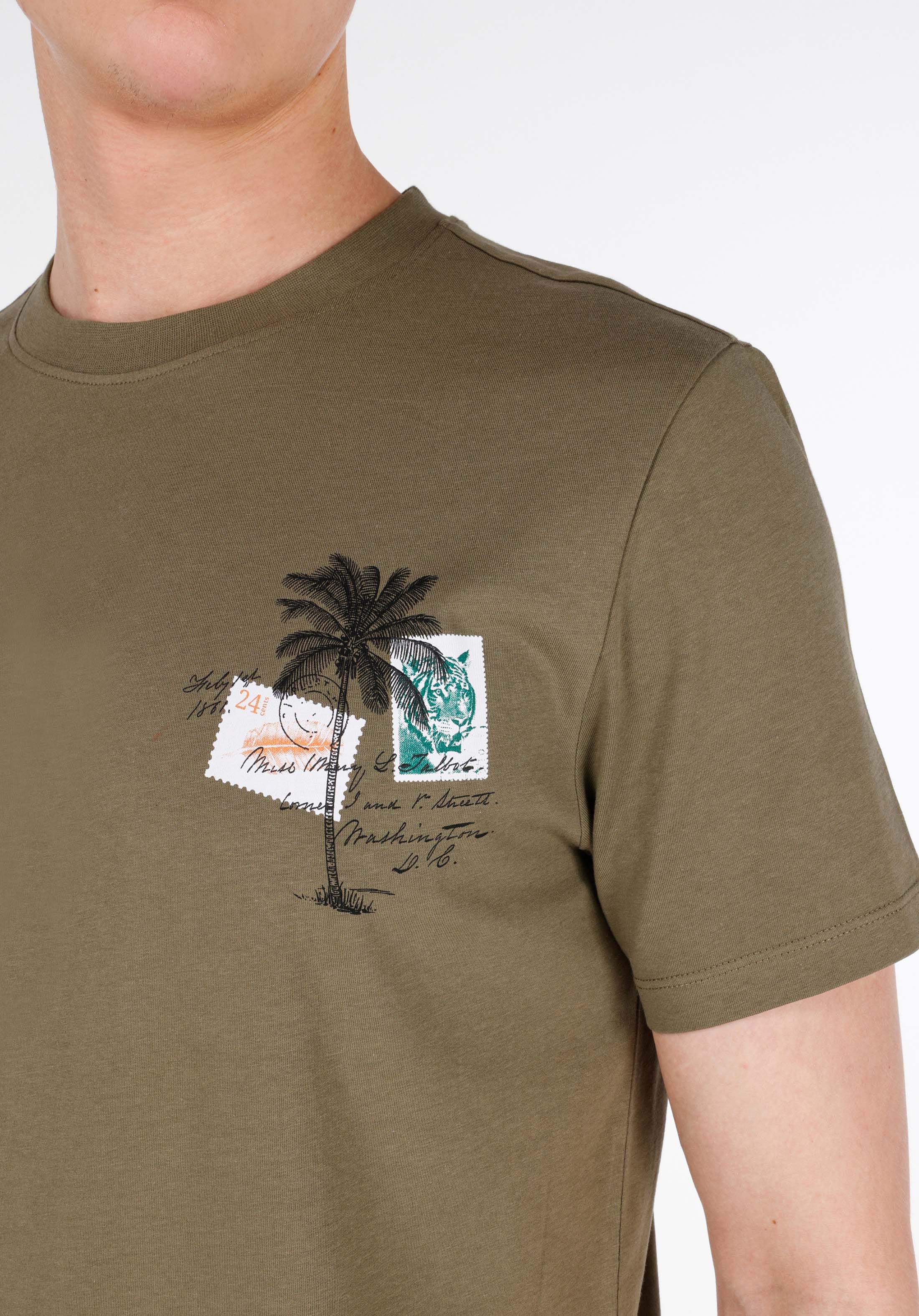 Afișați detalii pentru Regular Fit Round Neck Drept Bărbați Verde Tricou Cu Mânecă Scurtă