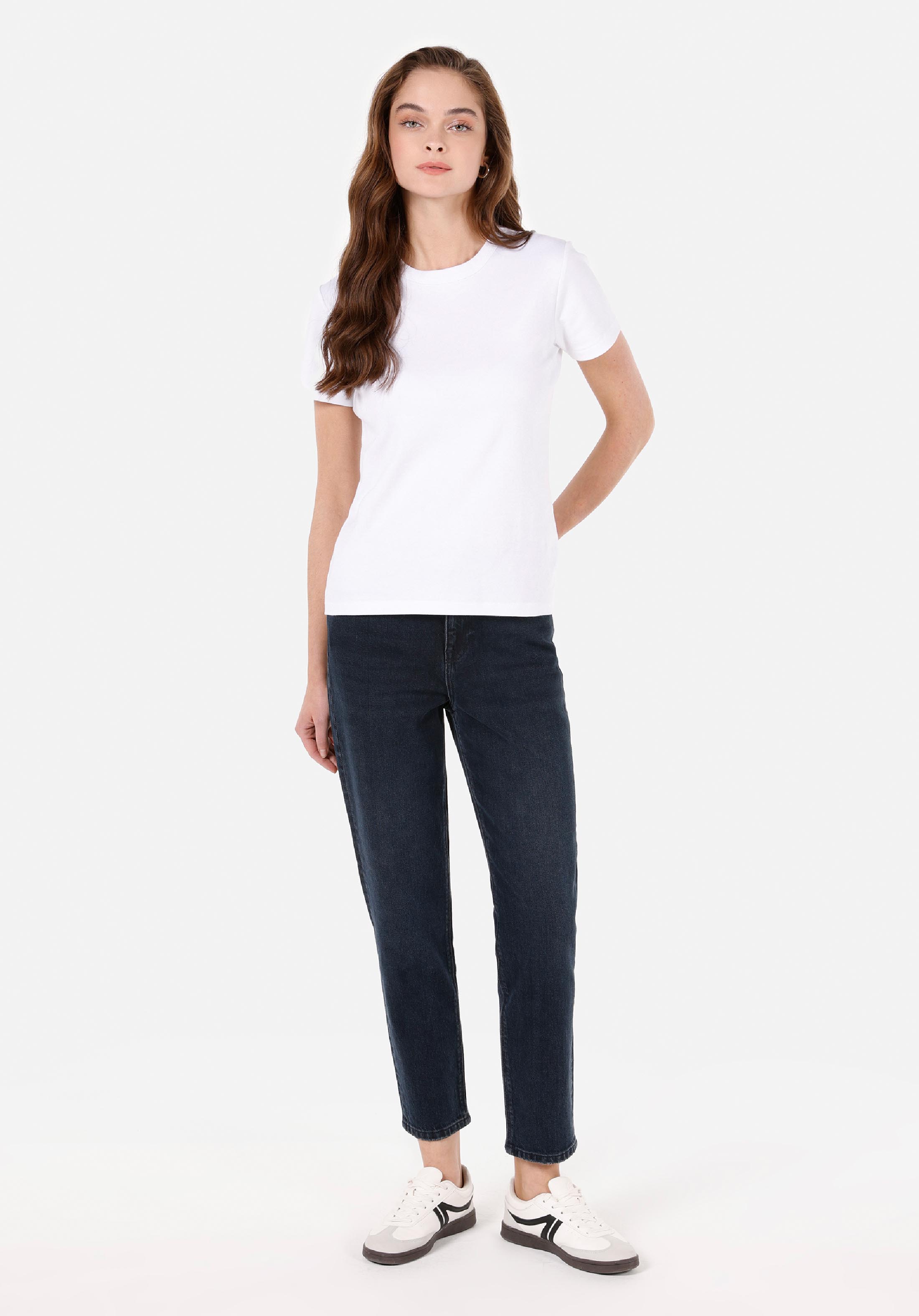 Afișați detalii pentru Mom Fit Slim Leg Blugi İndigo Închis Pentru Femei
