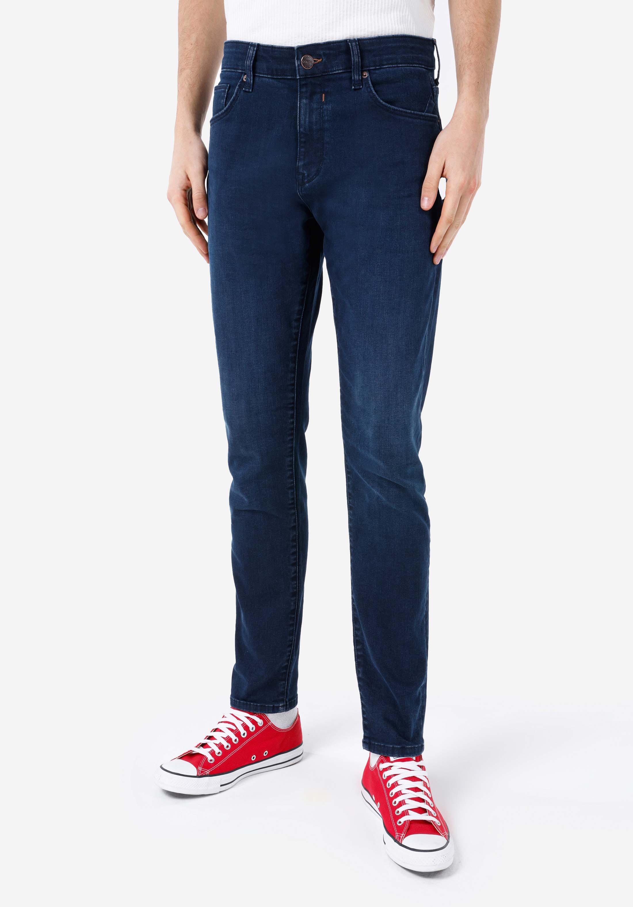 Afișați detalii pentru Slim Fit Talie Joasă Picior Îngust Blugi İndigo Pentru Bărbați