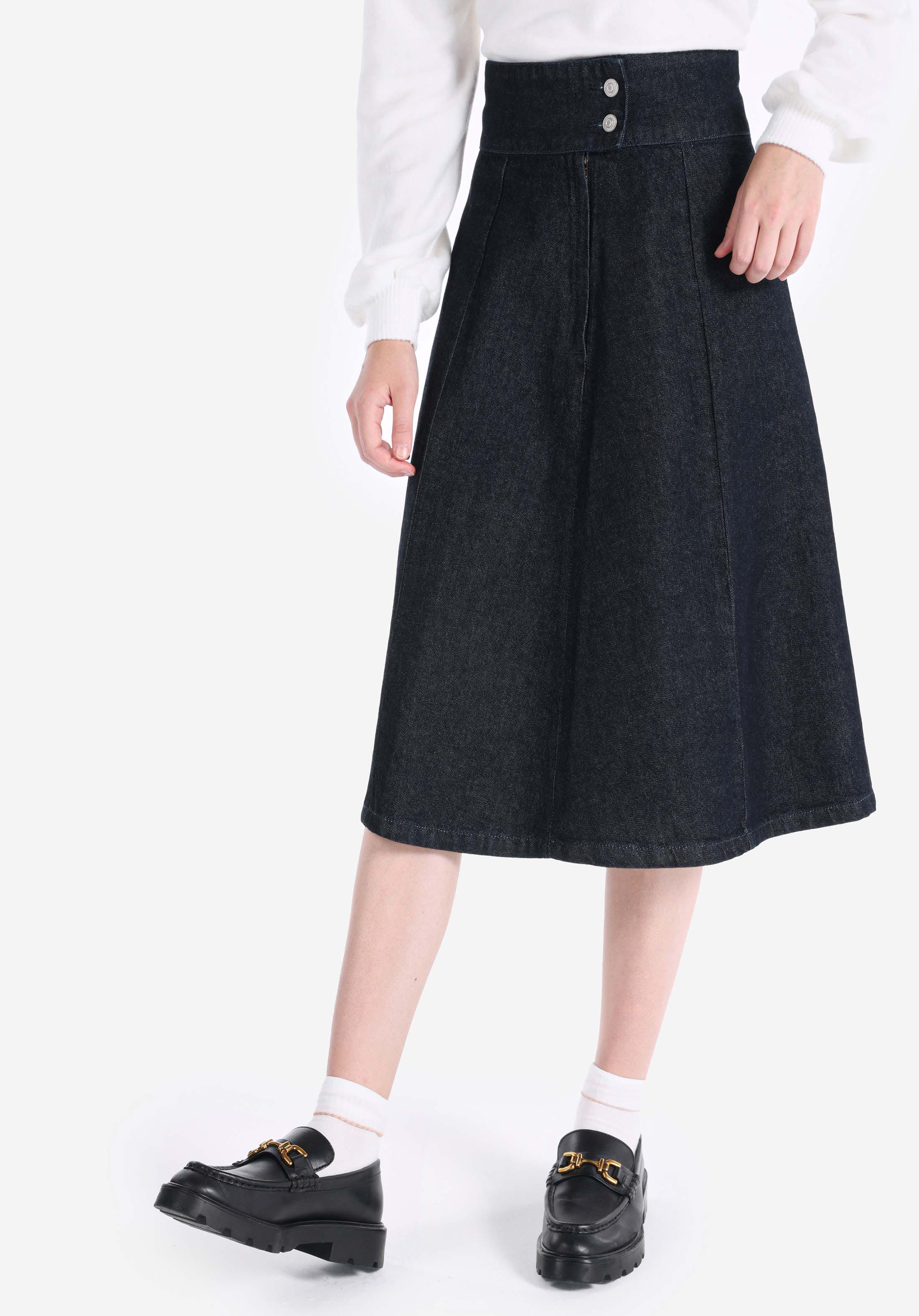 Afișați detalii pentru Regular Fit Drept Fermoar Fustă Din Denim Pentru Femei