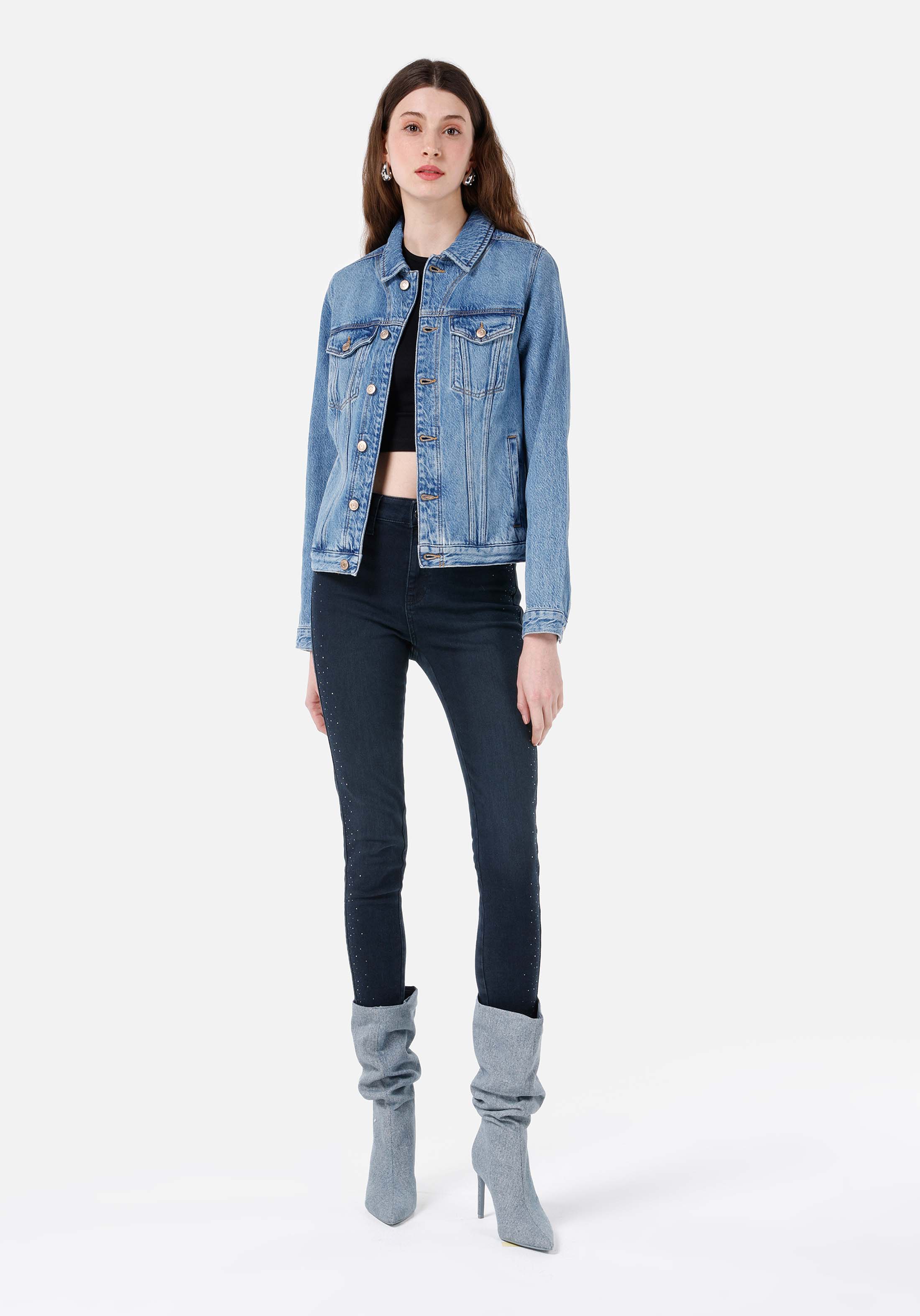 Afișați detalii pentru Skinny Fit Talie Medie Super Narrow Leg Blugi İndigo Pentru Femei