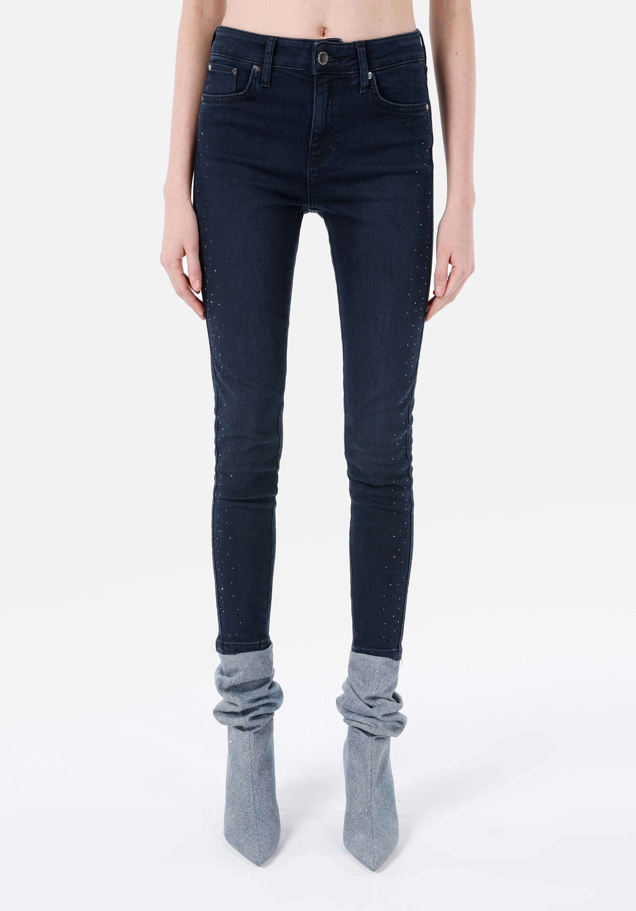 Afișați detalii pentru Skinny Fit Talie Medie Super Narrow Leg Blugi İndigo Pentru Femei