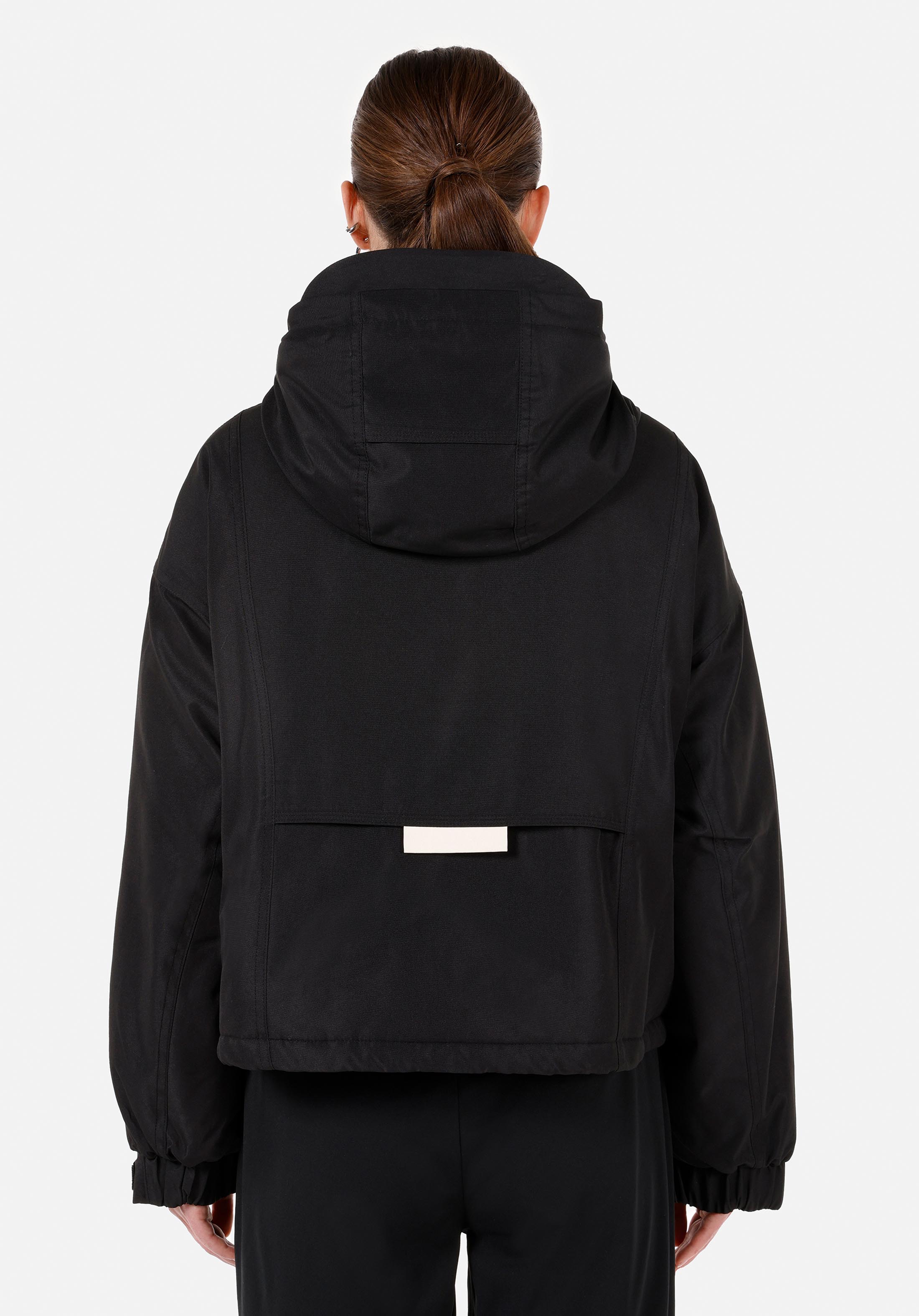 Afișați detalii pentru Palton Negru Pentru Femei Cu Glugă Regular Fit