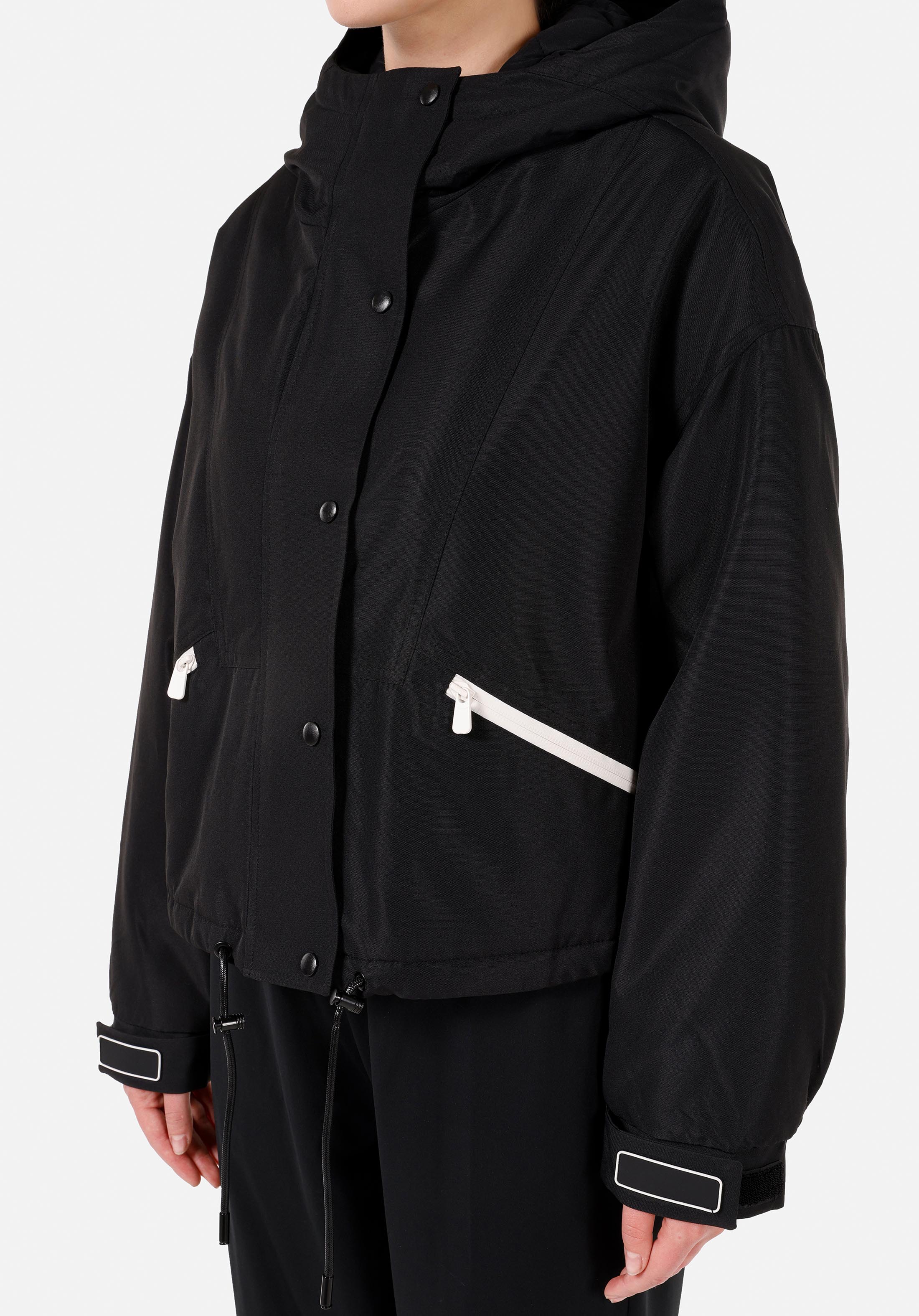 Afișați detalii pentru Palton Negru Pentru Femei Cu Glugă Regular Fit