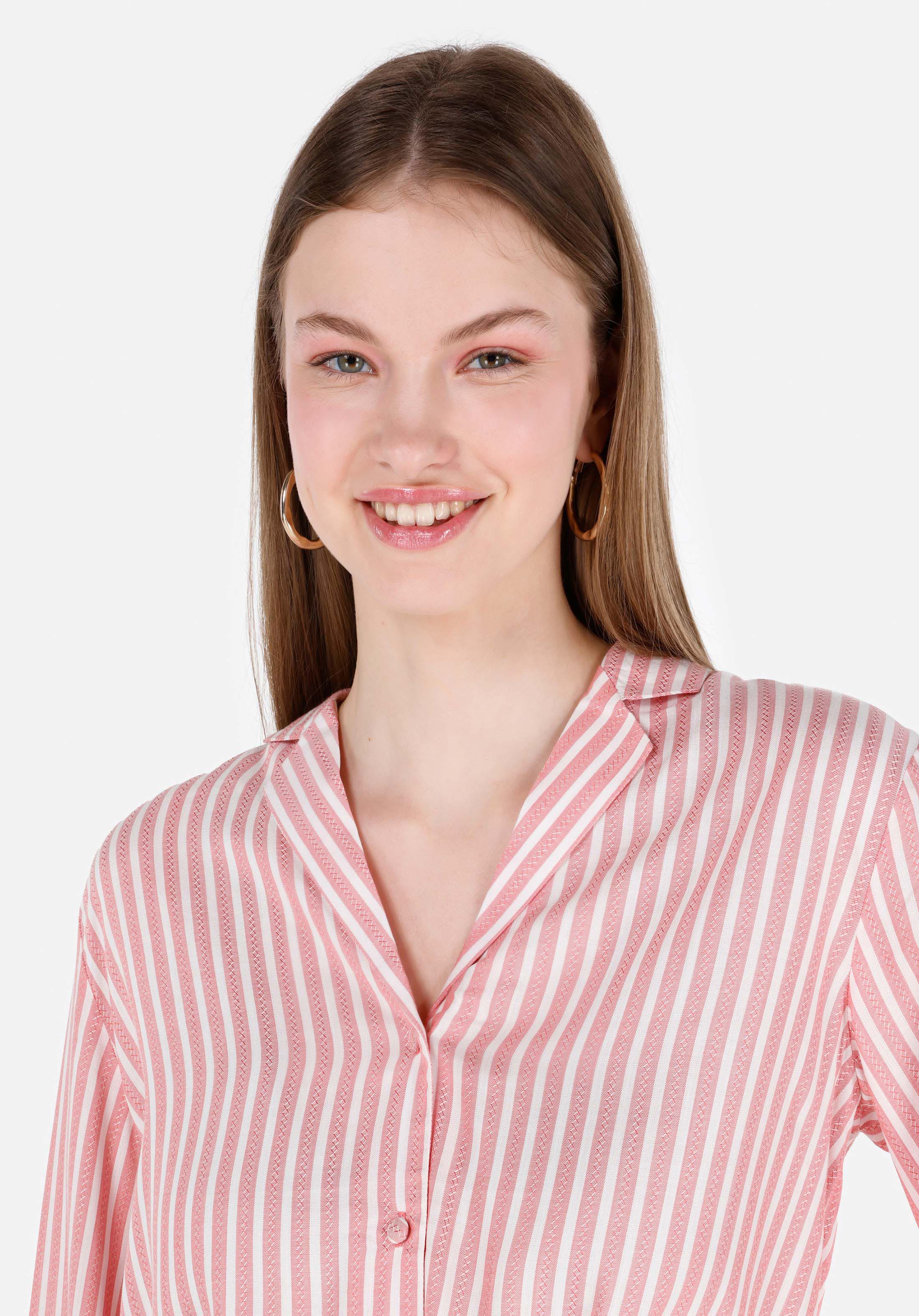 Afișați detalii pentru Regular Fit Cămașă Cu Dungi Cămașă Roșie Cu Mânecă 3/4 Pentru Femei