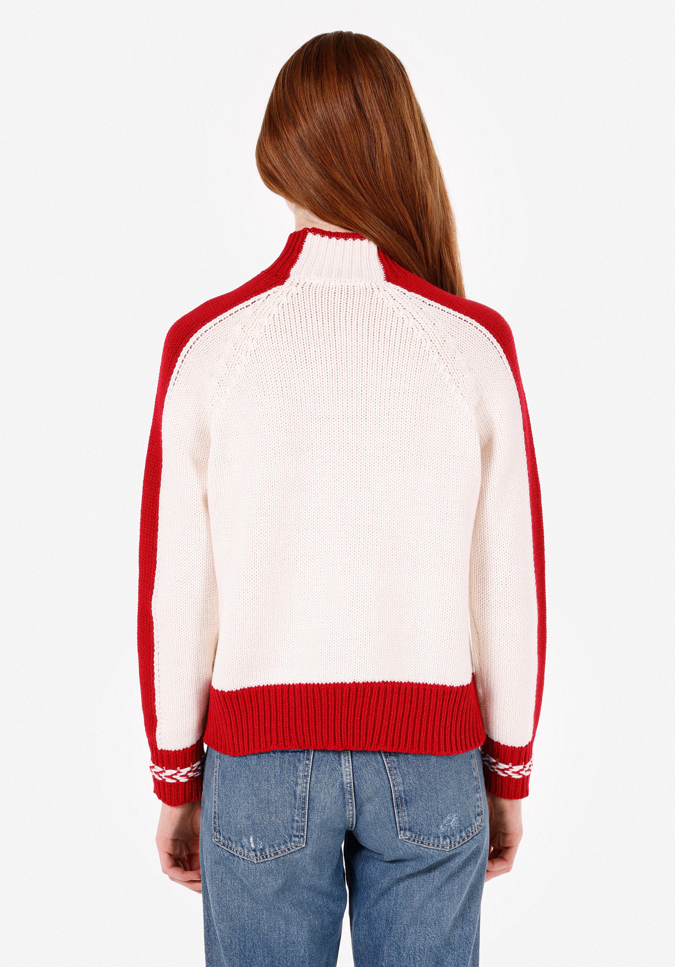 Afișați detalii pentru Regular Fit Turtle Neck Brodat Pulover Ecru Pentru Femei