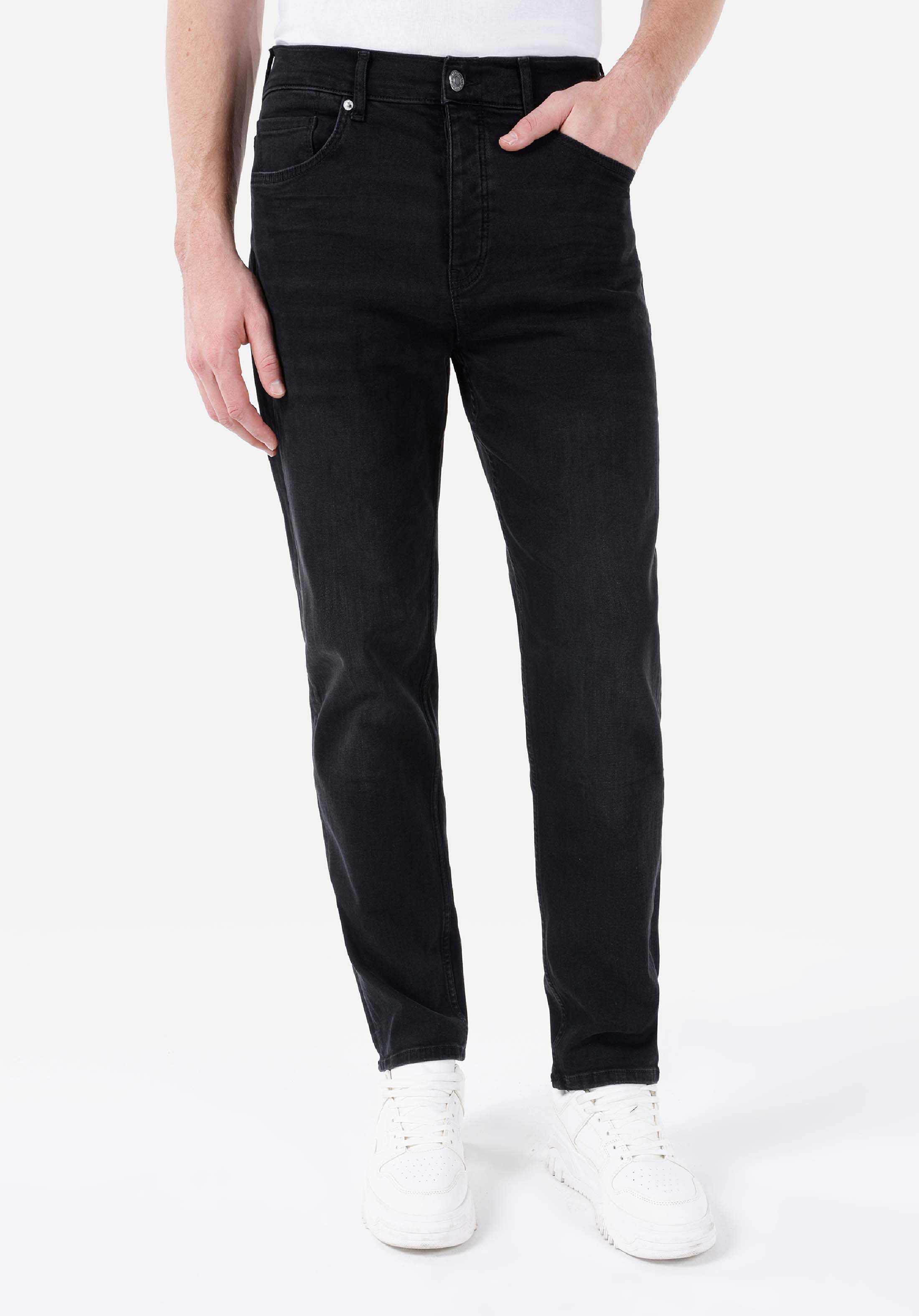 Afișați detalii pentru Pantaloni De Barbati Negru Loose Straight Fit  Cl1067281