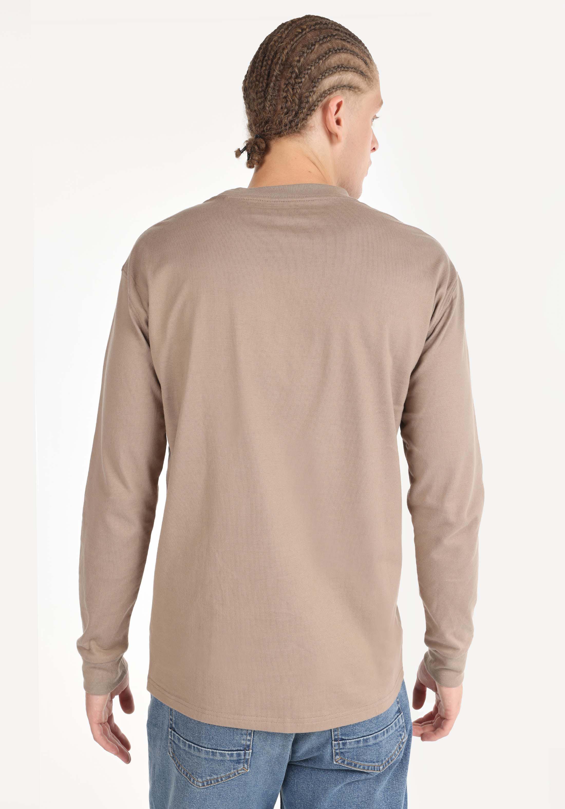 Afișați detalii pentru Tricou Cu Maneca Lunga De Barbati Bej Regular Fit  Cl1065666