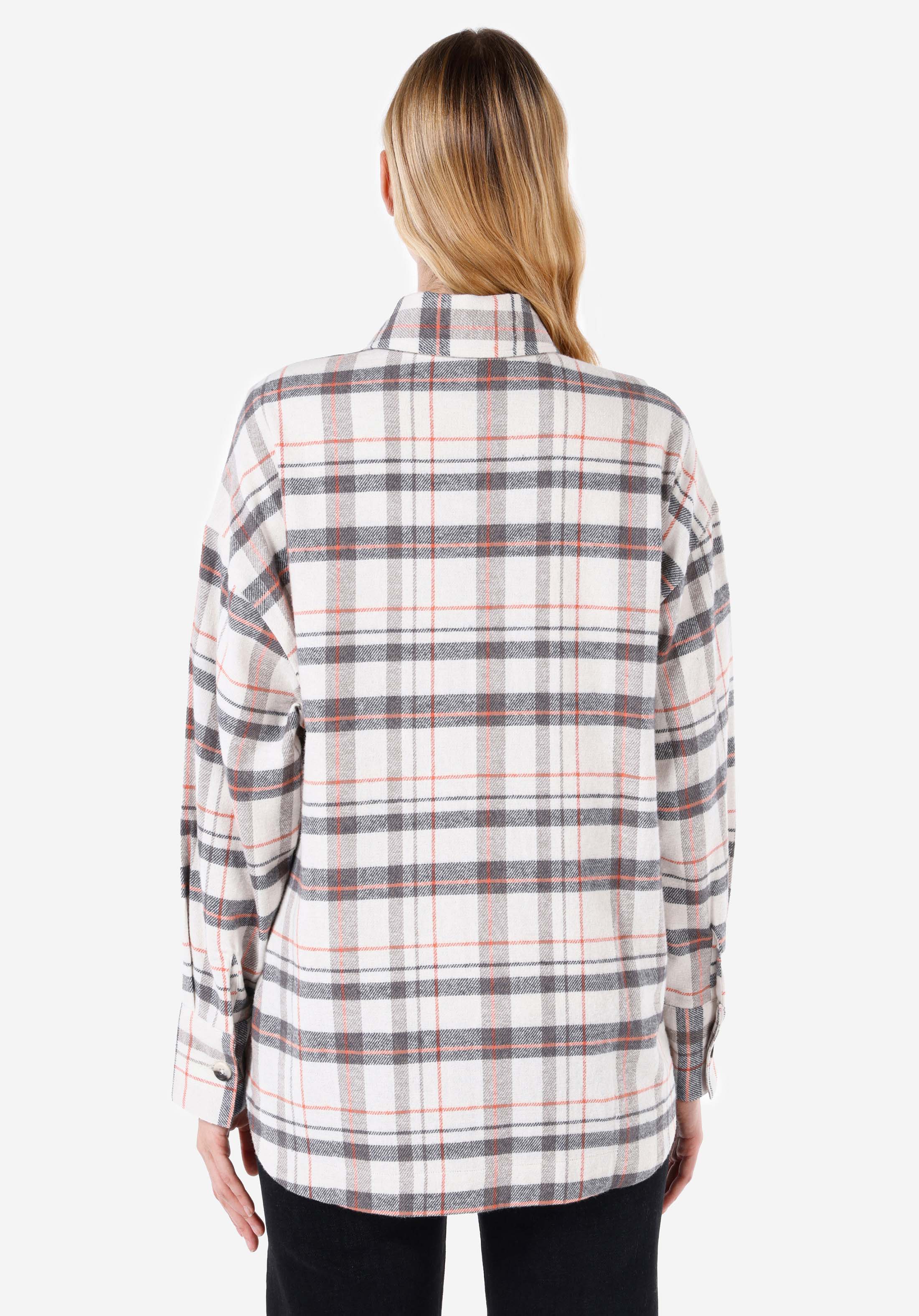 Afișați detalii pentru Cămașă Regular Fit Gât În Carouri Cămașă Albă Cu Mânecă Lungă Pentru Femei