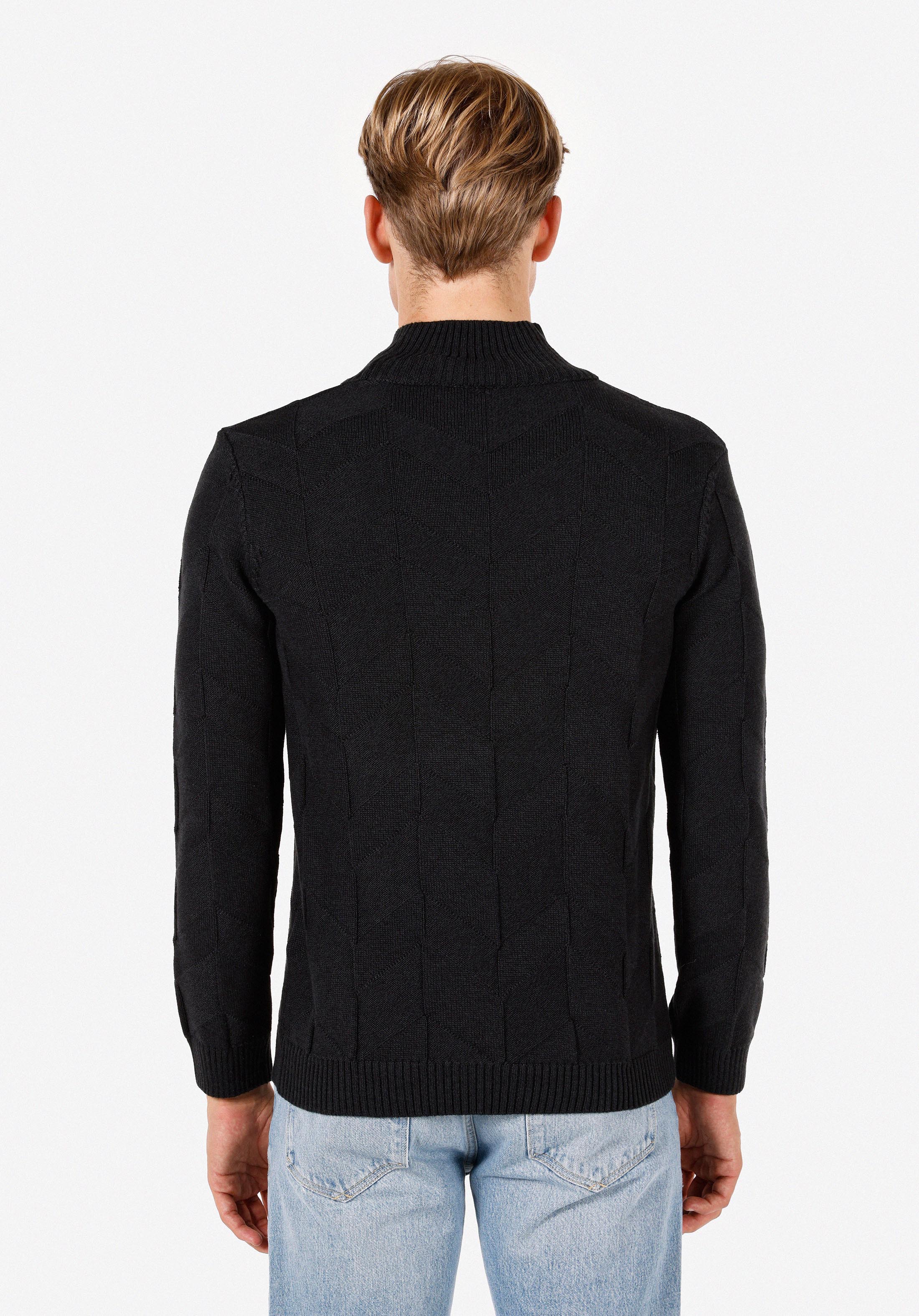 Afișați detalii pentru Pulover Slim Fit Turtle Neck Jacquard Pentru Bărbați Antracit