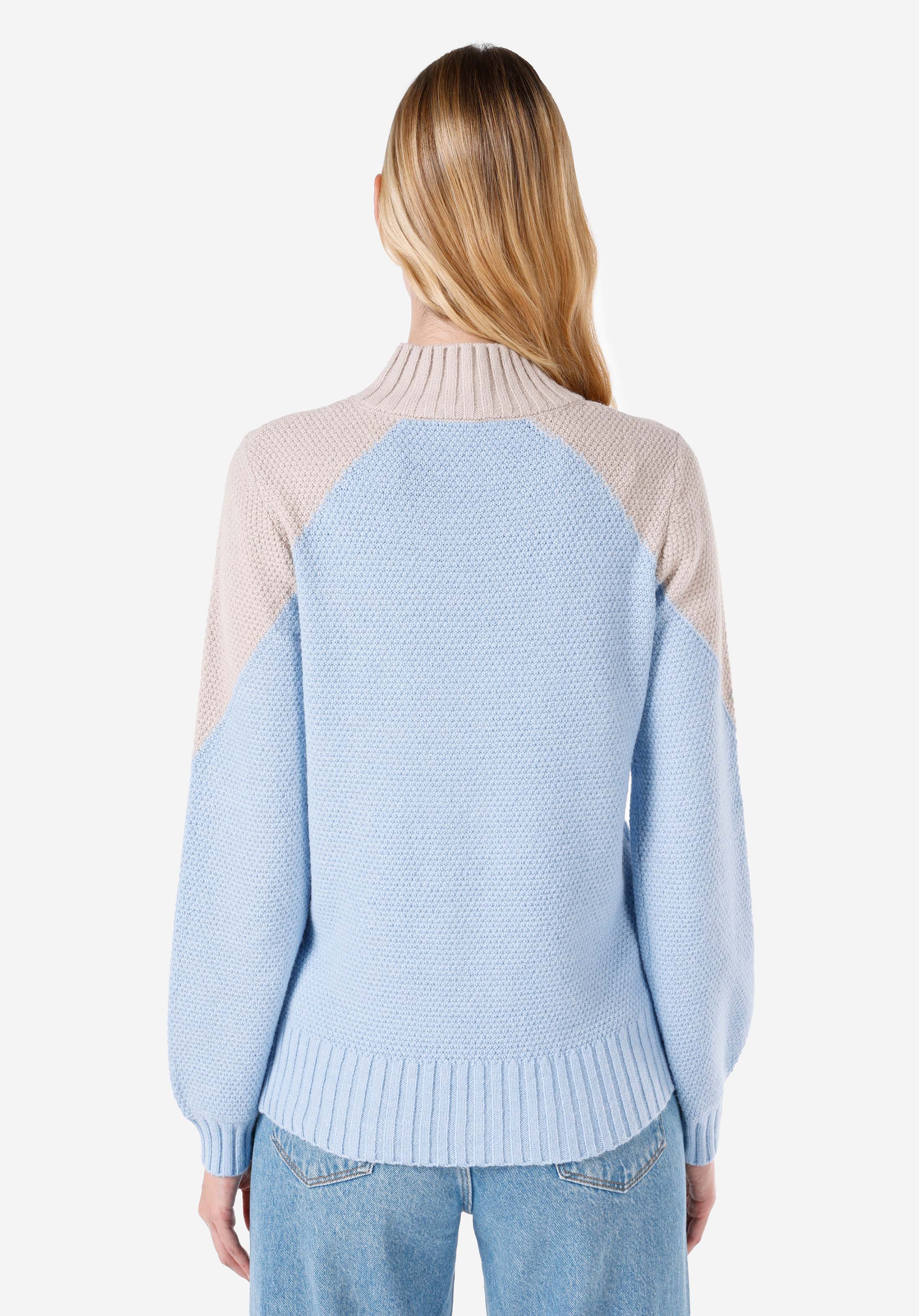 Afișați detalii pentru Regular Fit Stand Up Collar Pulover Albastru Pentru Femei