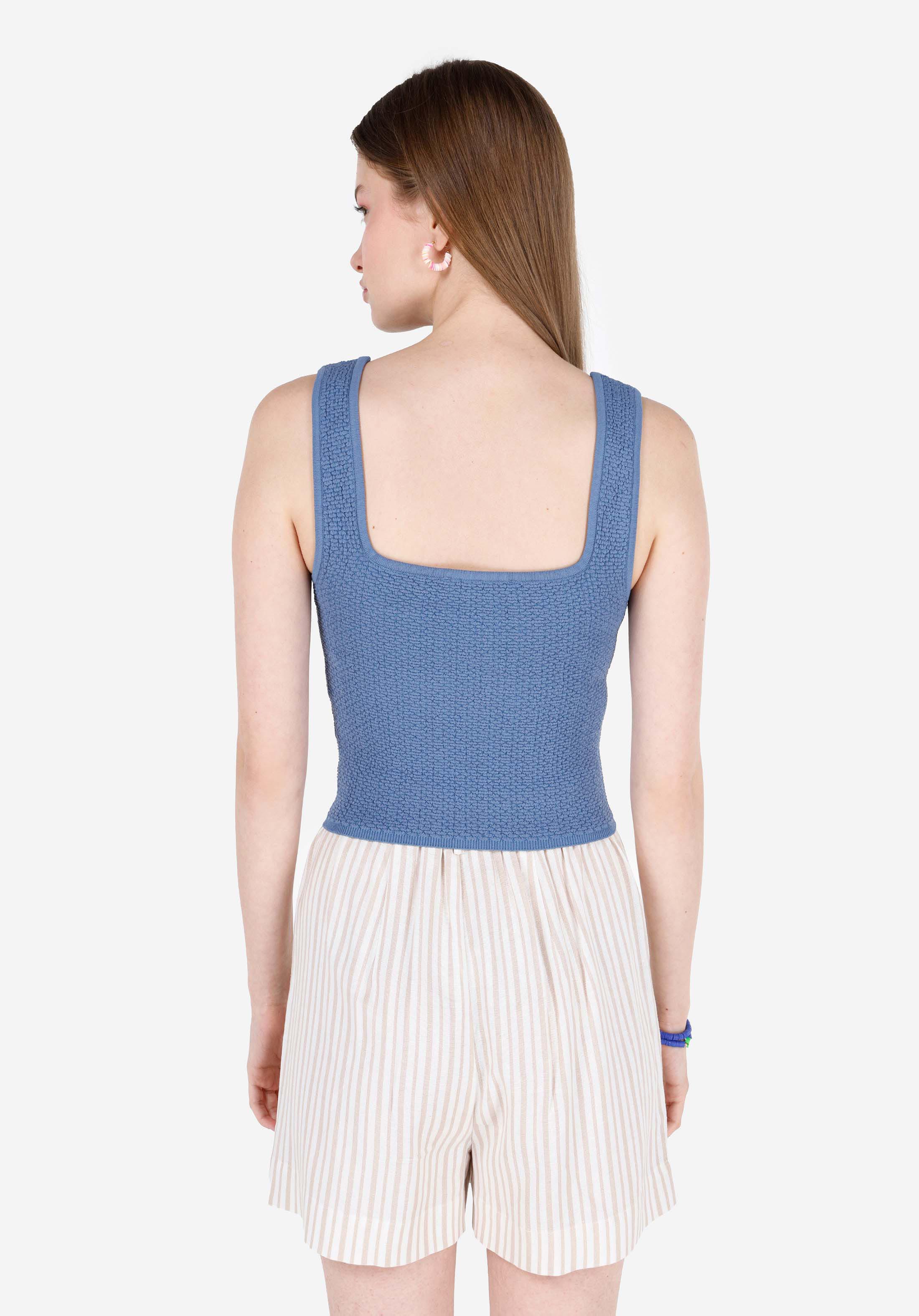 Afișați detalii pentru Pulover Cu Mâneci Scurte De Dama Albastru Slim Fit  Cl1069394
