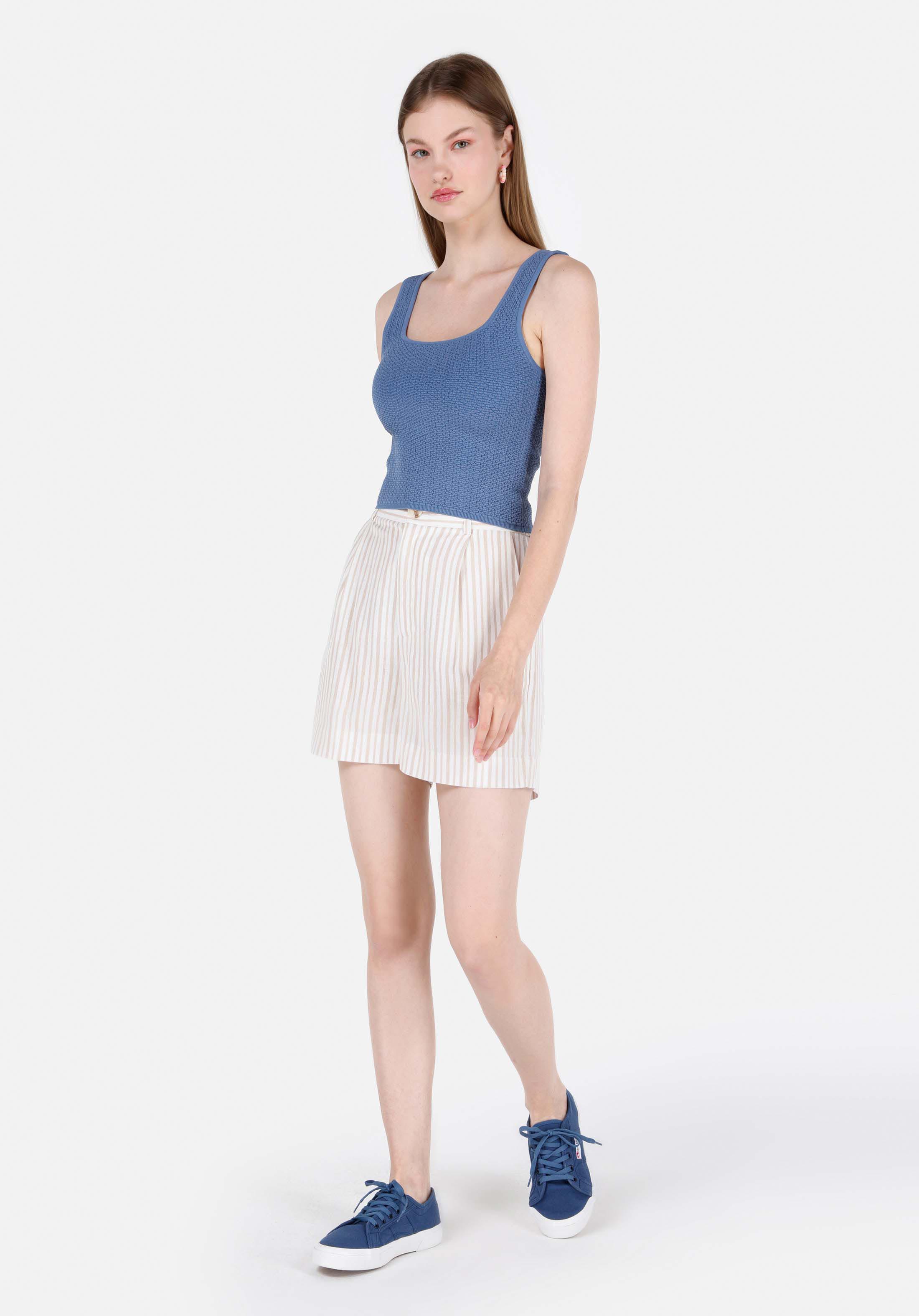 Afișați detalii pentru Pulover Cu Mâneci Scurte De Dama Albastru Slim Fit  Cl1069394