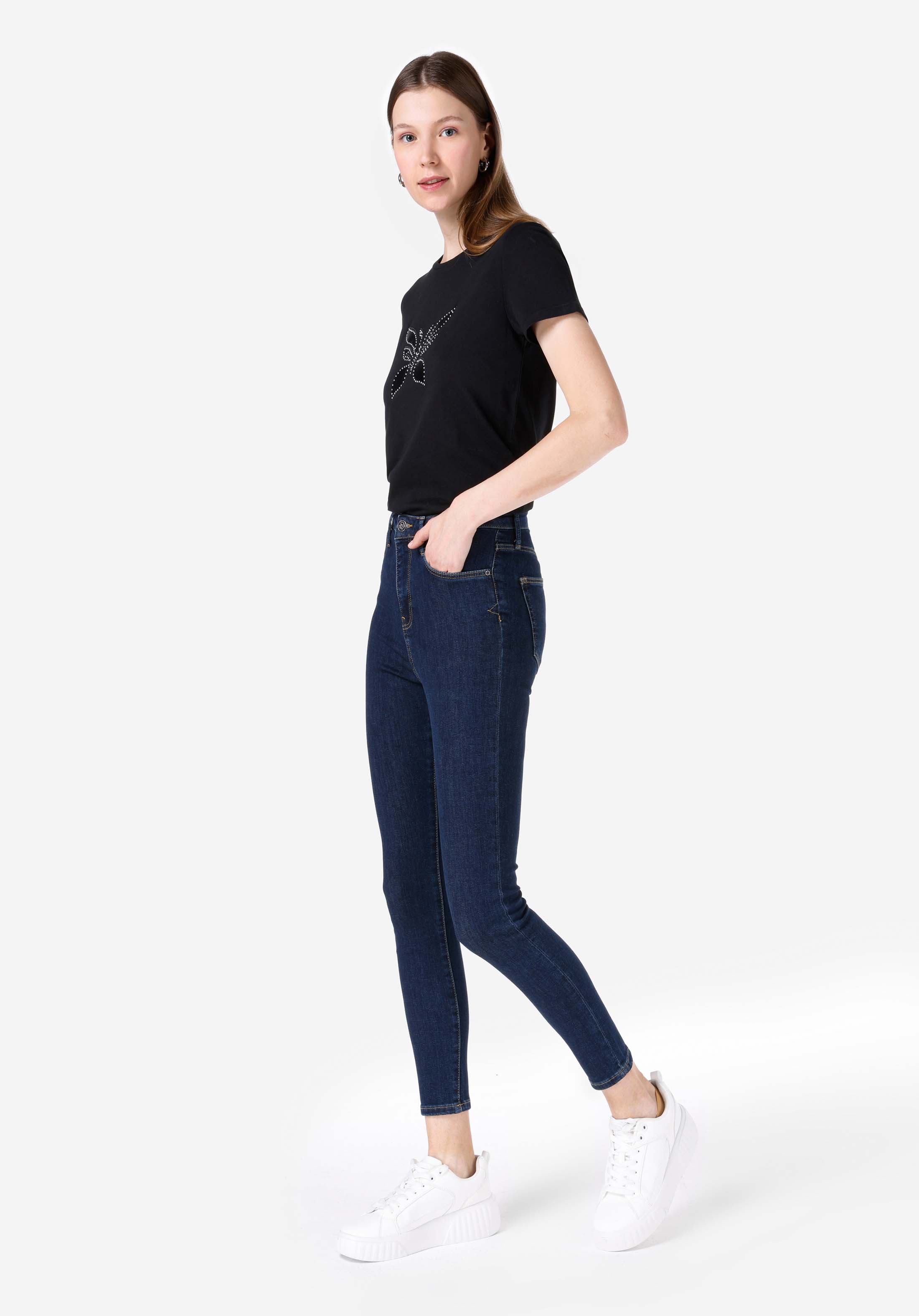 Afișați detalii pentru Skinny Fit Rise Waist Super Narrow Leg Blugi Din Denim Pentru Femei
