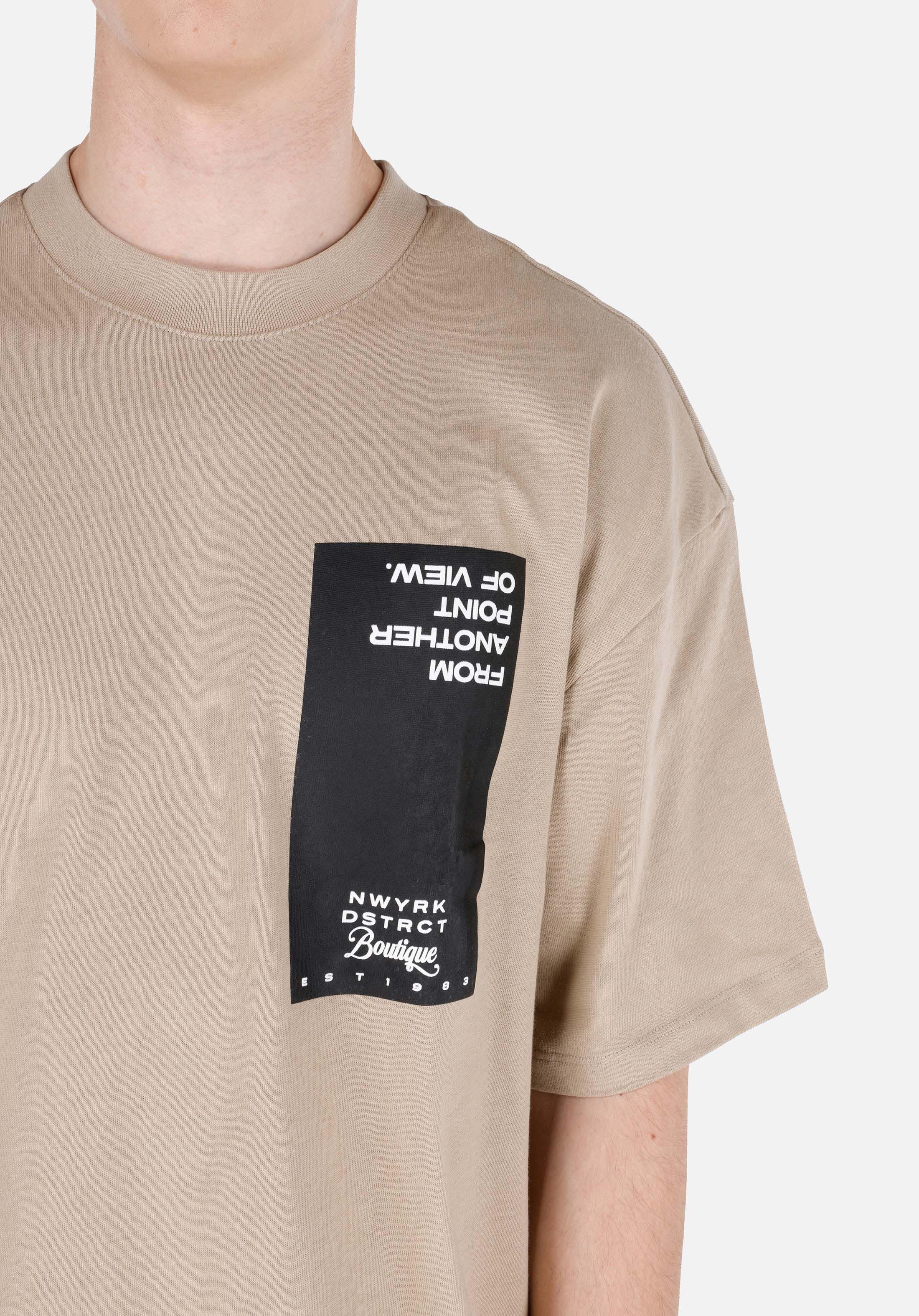Afișați detalii pentru Oversize Fit Round Neck Drept Bărbați Bej Tricou Manșon Scurt