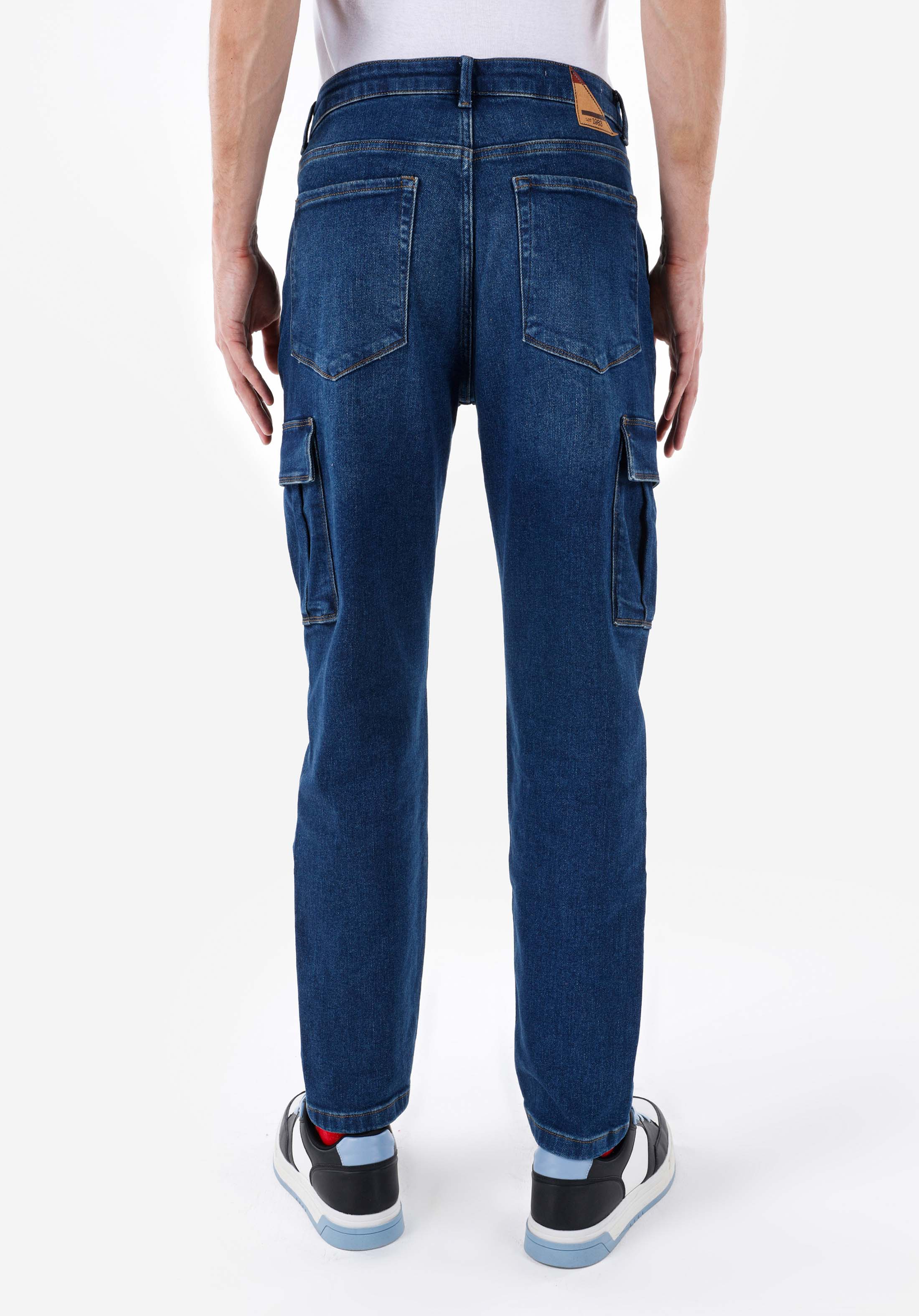 Afișați detalii pentru Carrot Cargo Mid Waist Short Leg Blugi İndigo Pentru Bărbați