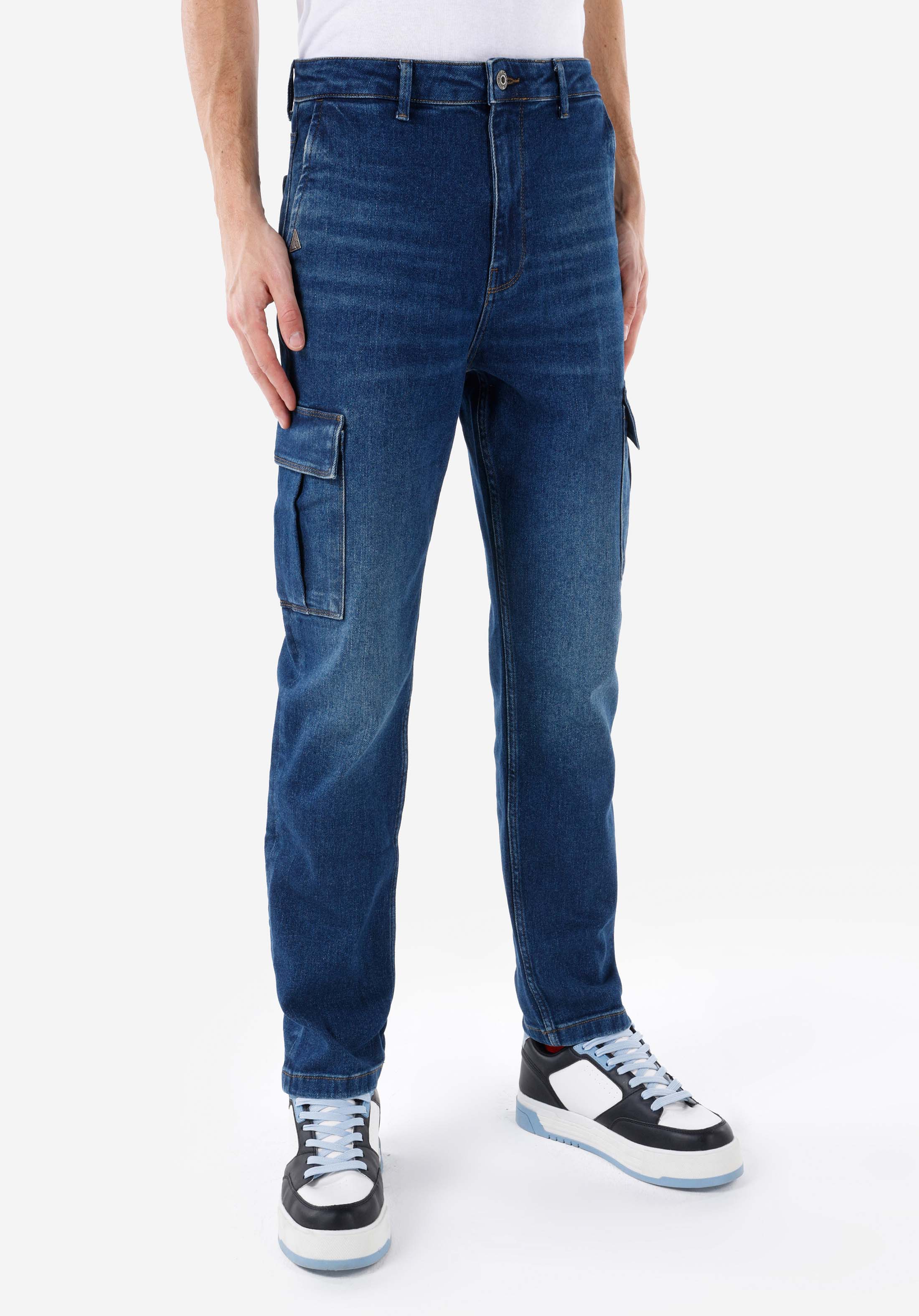 Afișați detalii pentru Carrot Cargo Mid Waist Short Leg Blugi İndigo Pentru Bărbați