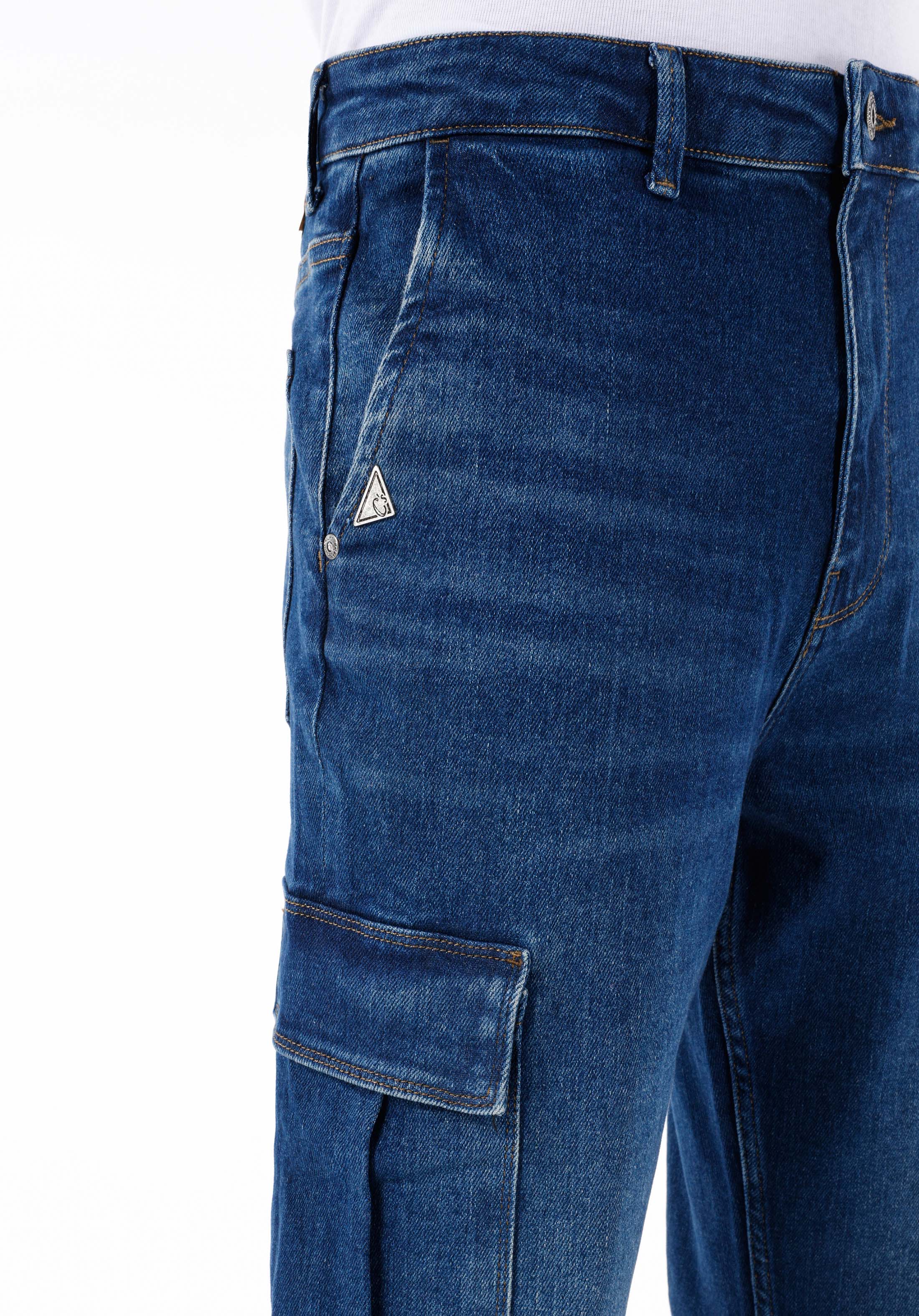Afișați detalii pentru Carrot Cargo Mid Waist Short Leg Blugi İndigo Pentru Bărbați