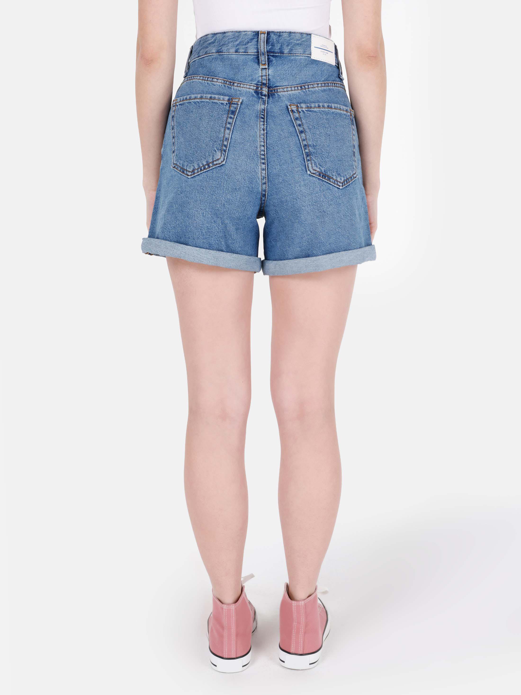 Afișați detalii pentru Short / Pantaloni Scurti De Dama Albastru Mom Fit  Cl1069630