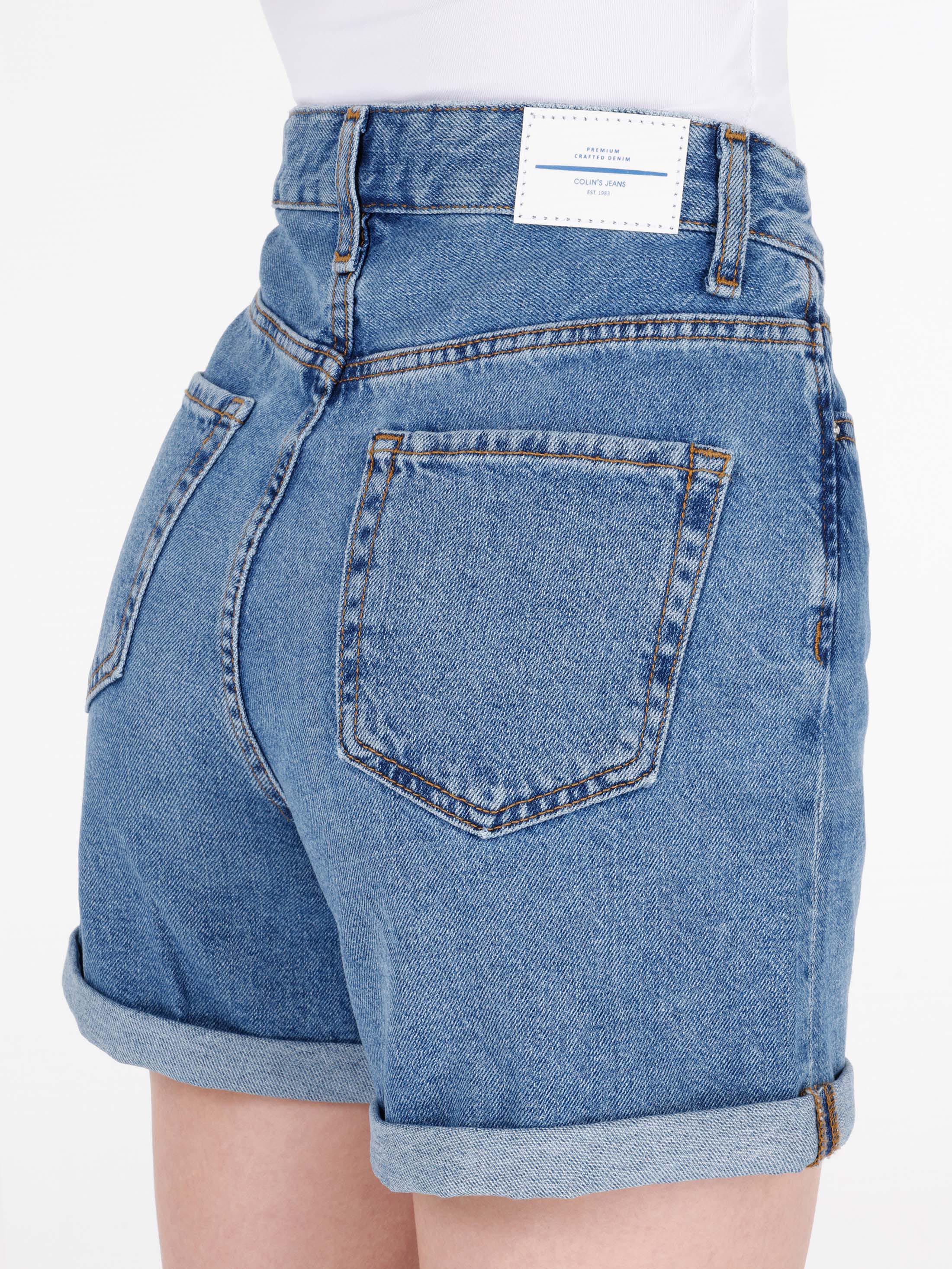 Afișați detalii pentru Short / Pantaloni Scurti De Dama Albastru Mom Fit  Cl1069630