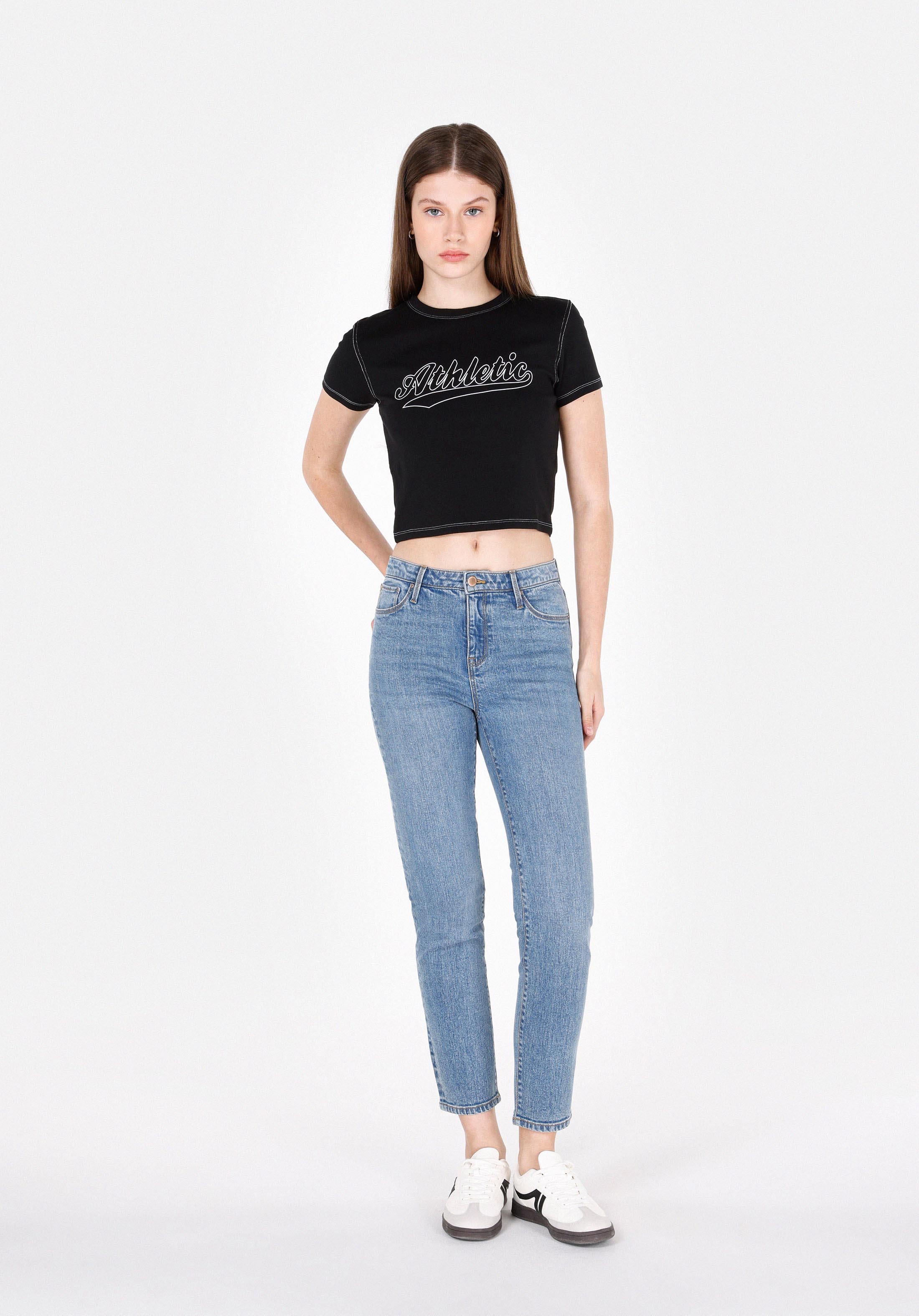 Afișați detalii pentru Tricou Cu Maneca Scurta De Dama Negru Slim Fit  Cl1073151