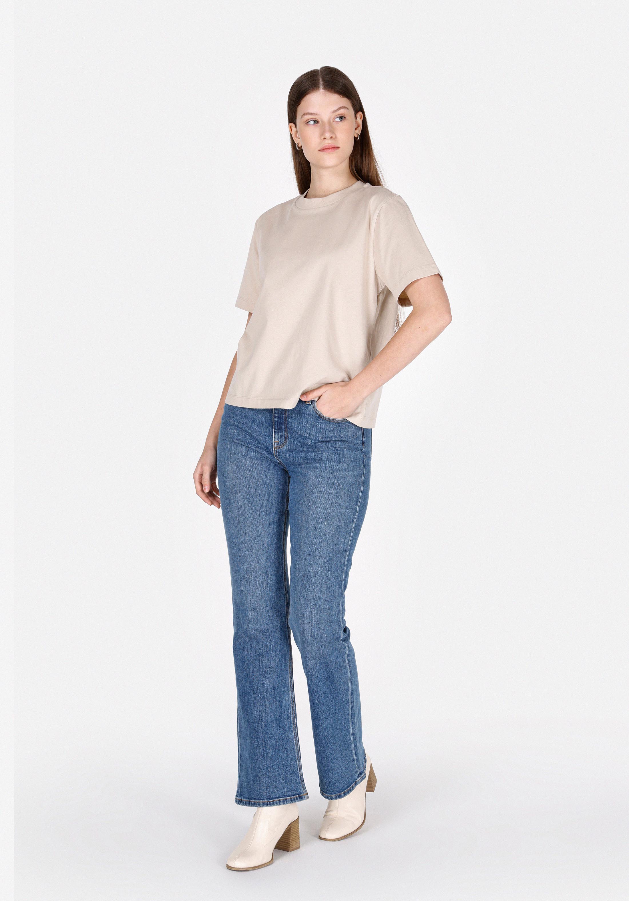 Afișați detalii pentru Tricou Cu Maneca Scurta De Dama Bej Regular Fit  Cl1073445